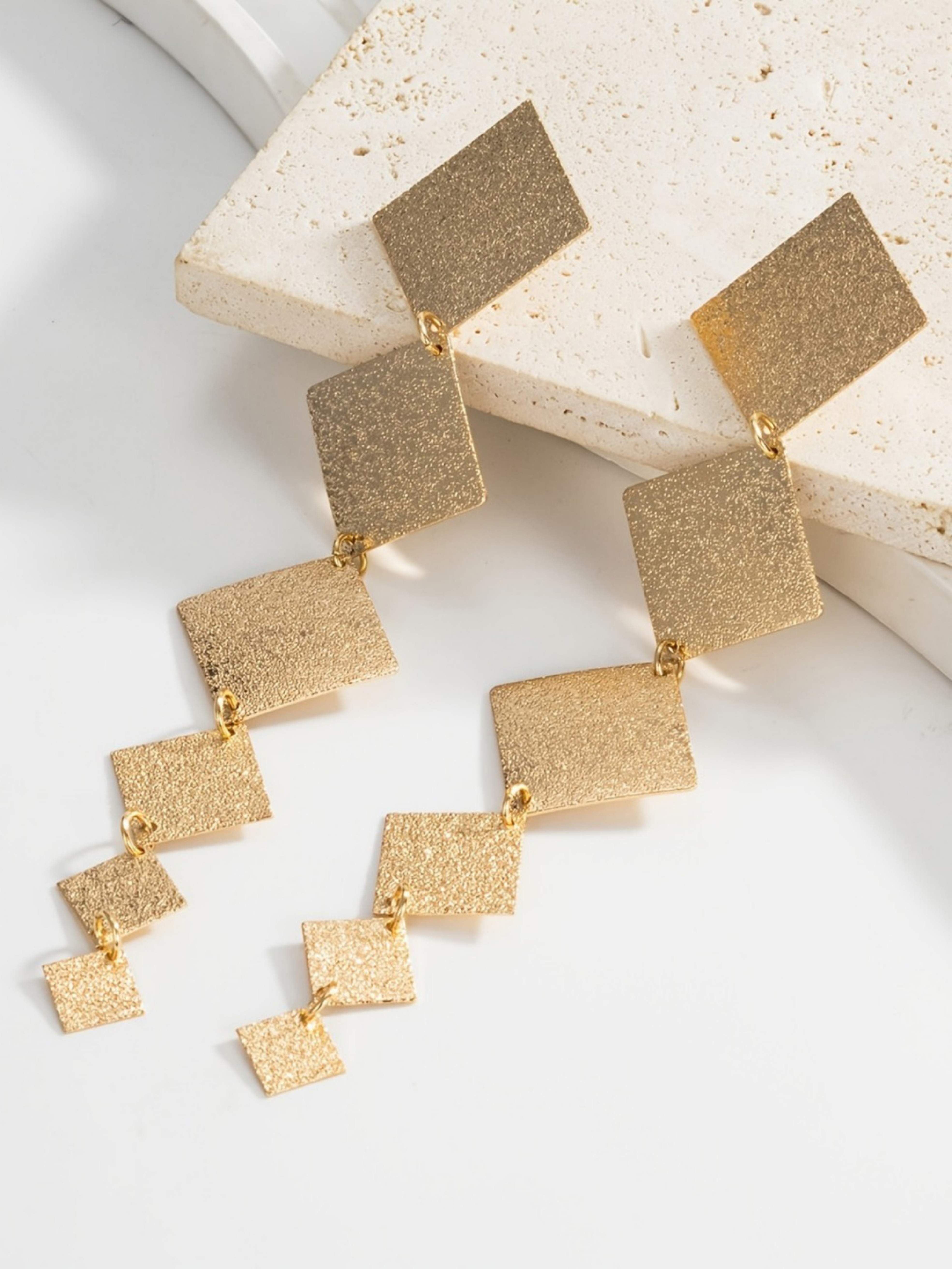 Gold Texture Dangle Earrings