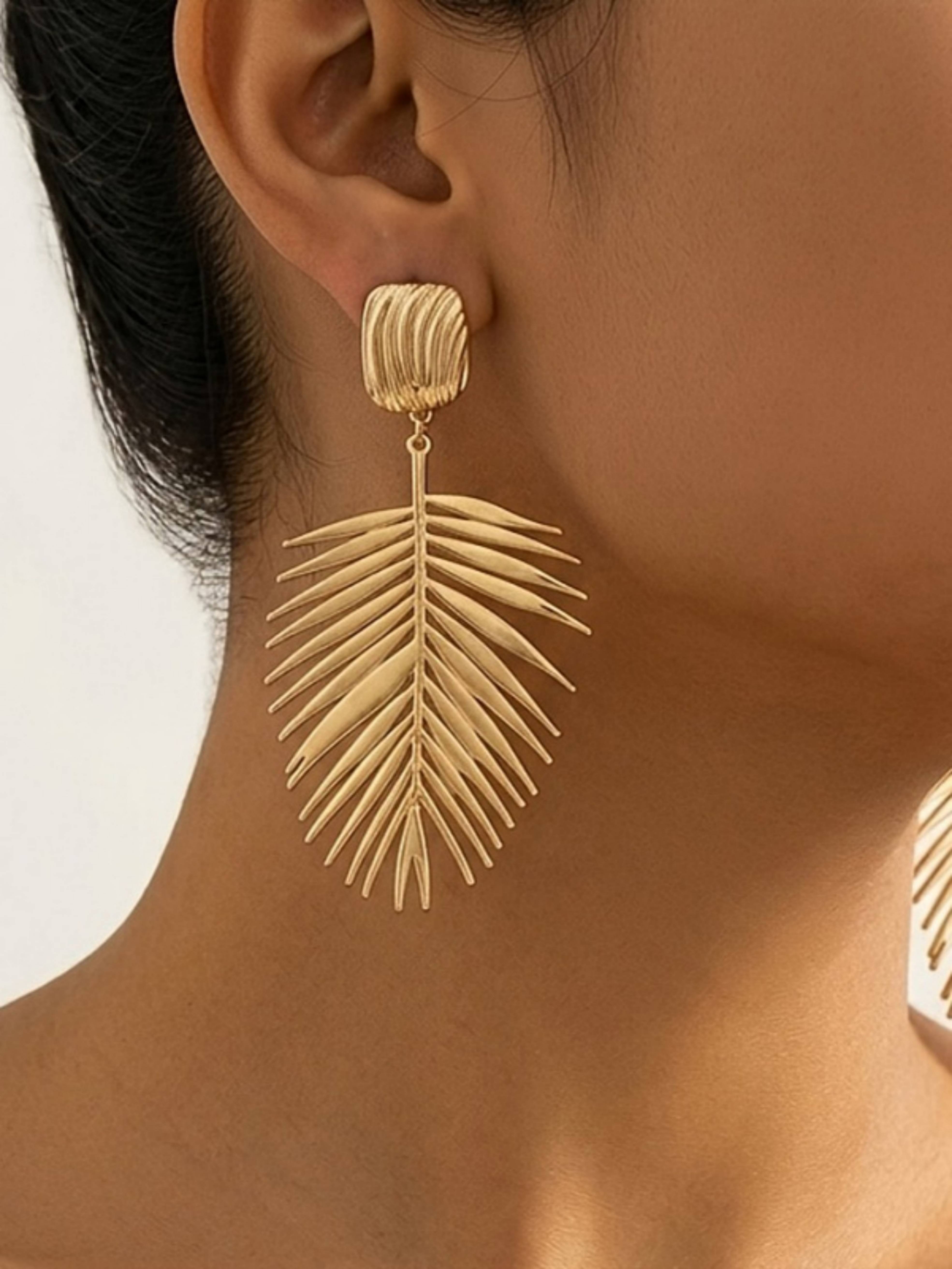 Gold Texture Dangle Earrings