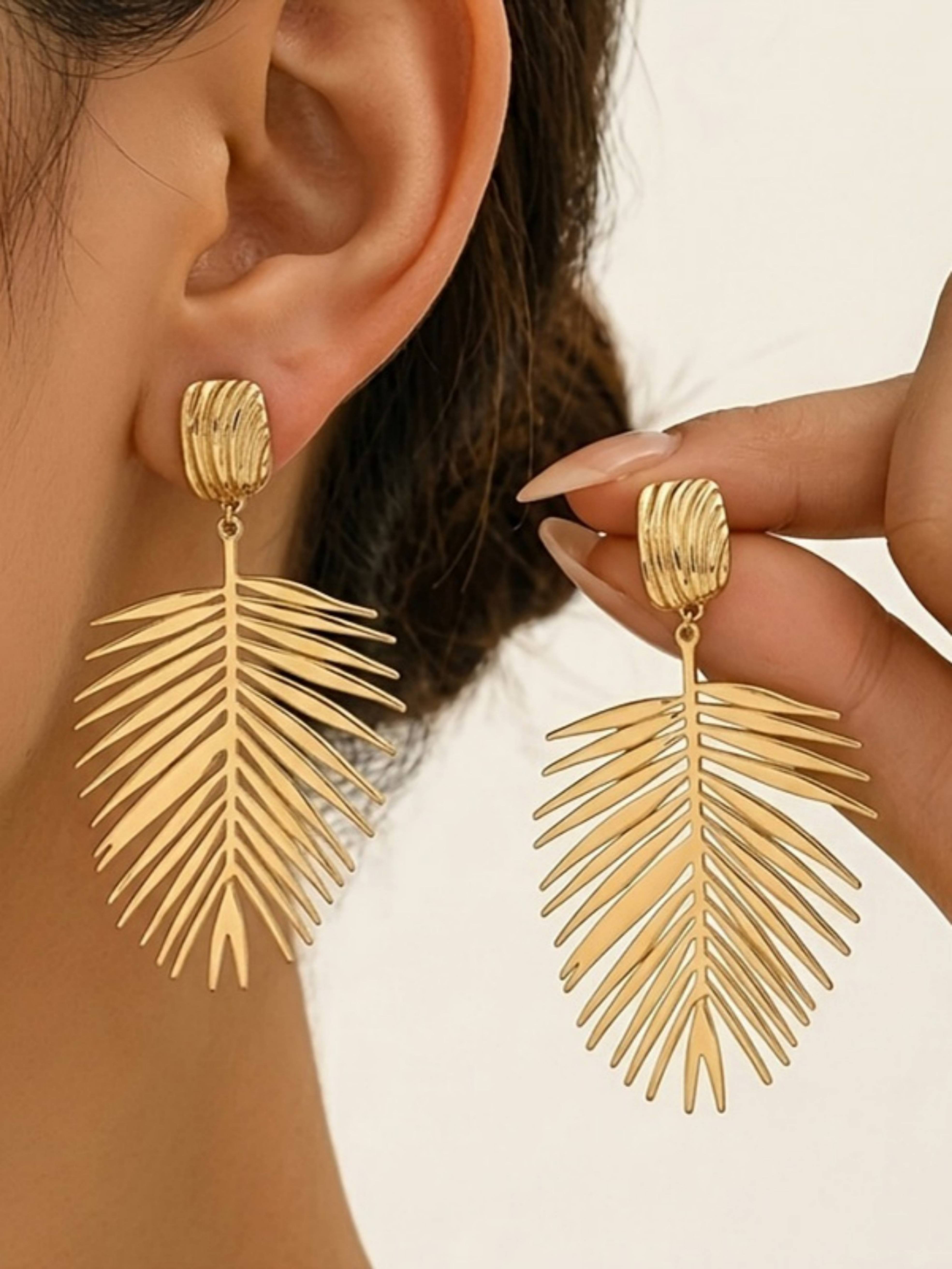 Gold Texture Dangle Earrings
