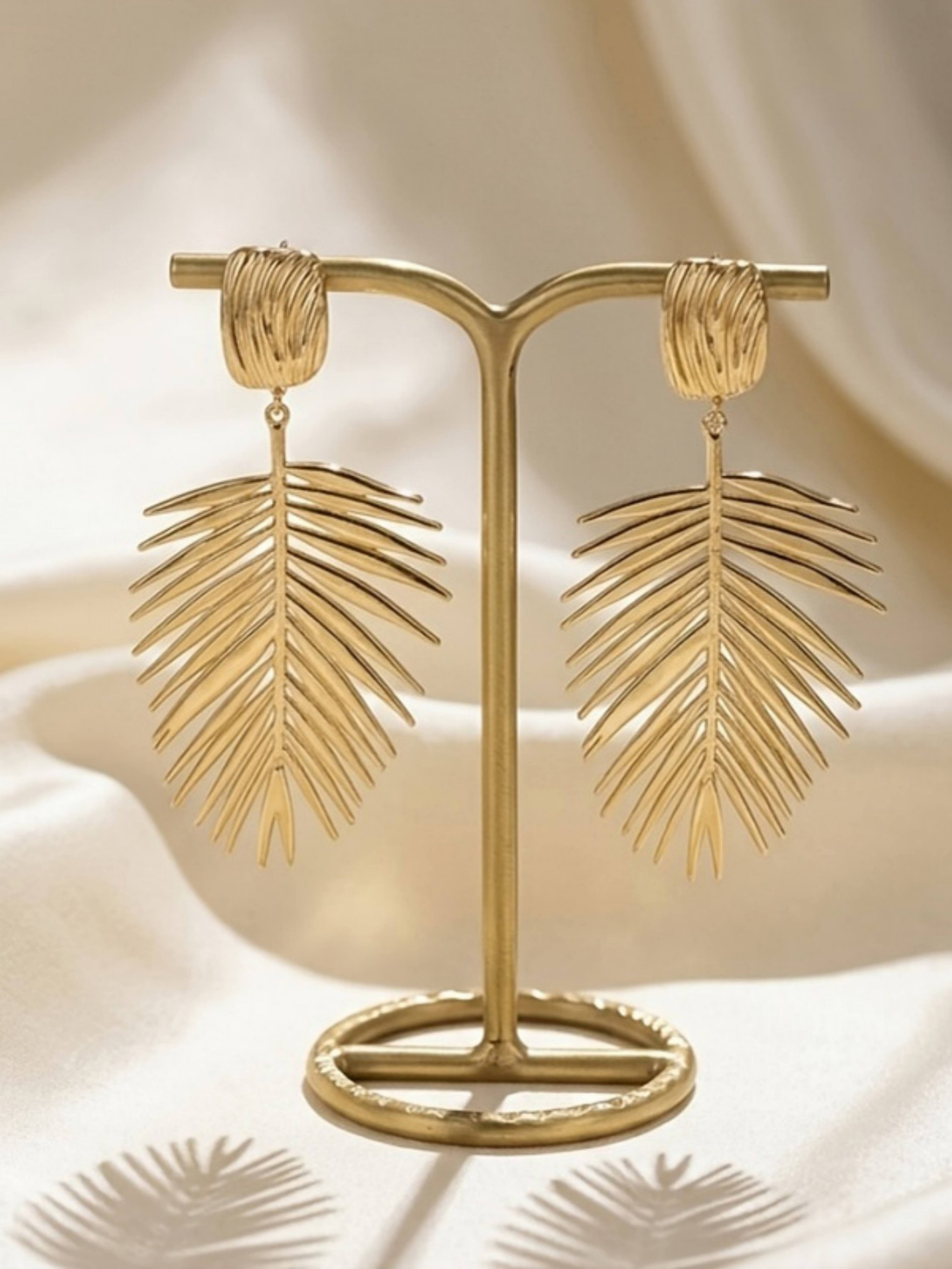 Gold Texture Dangle Earrings