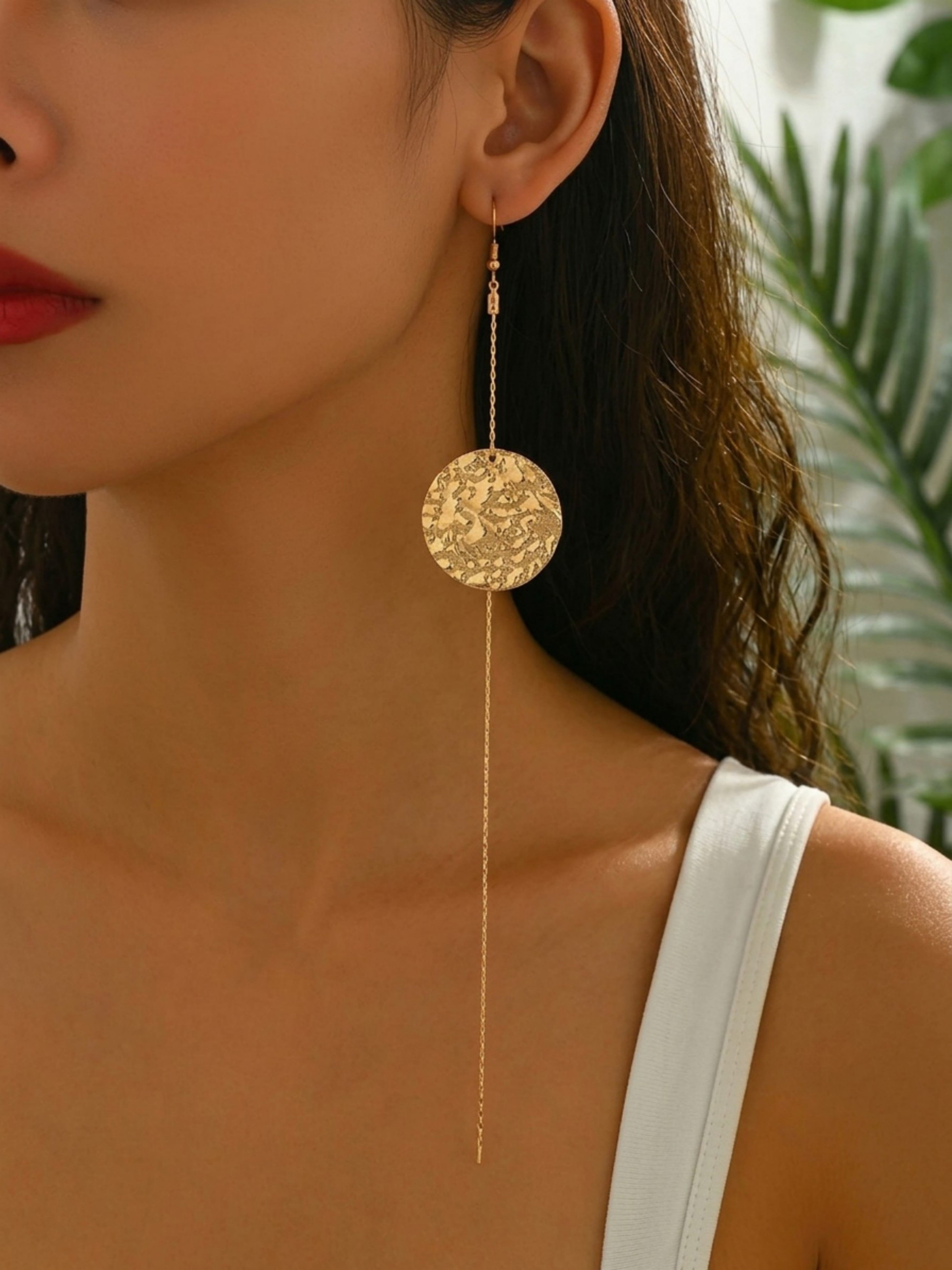 Gold Texture Dangle Earrings
