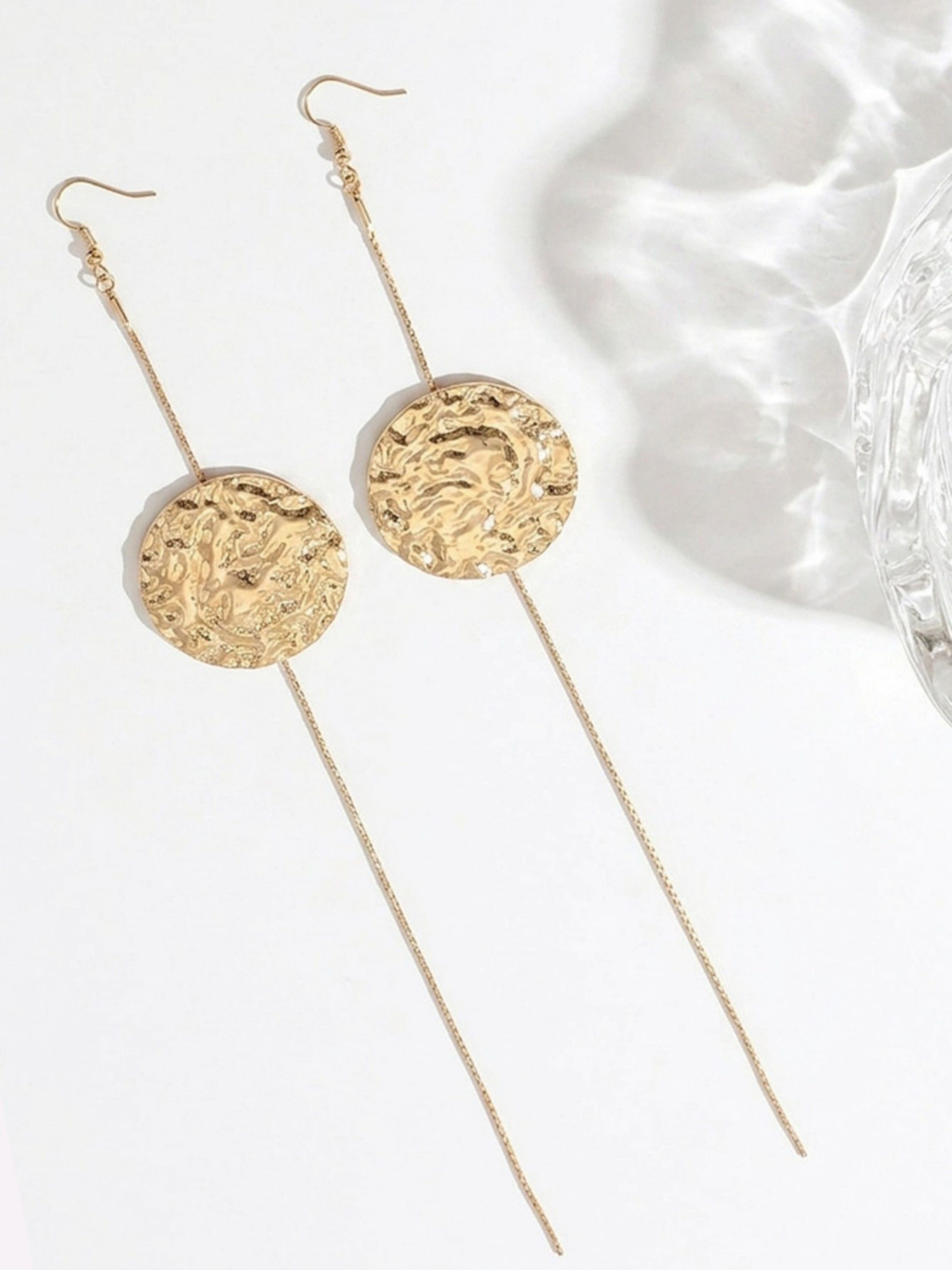 Gold Texture Dangle Earrings