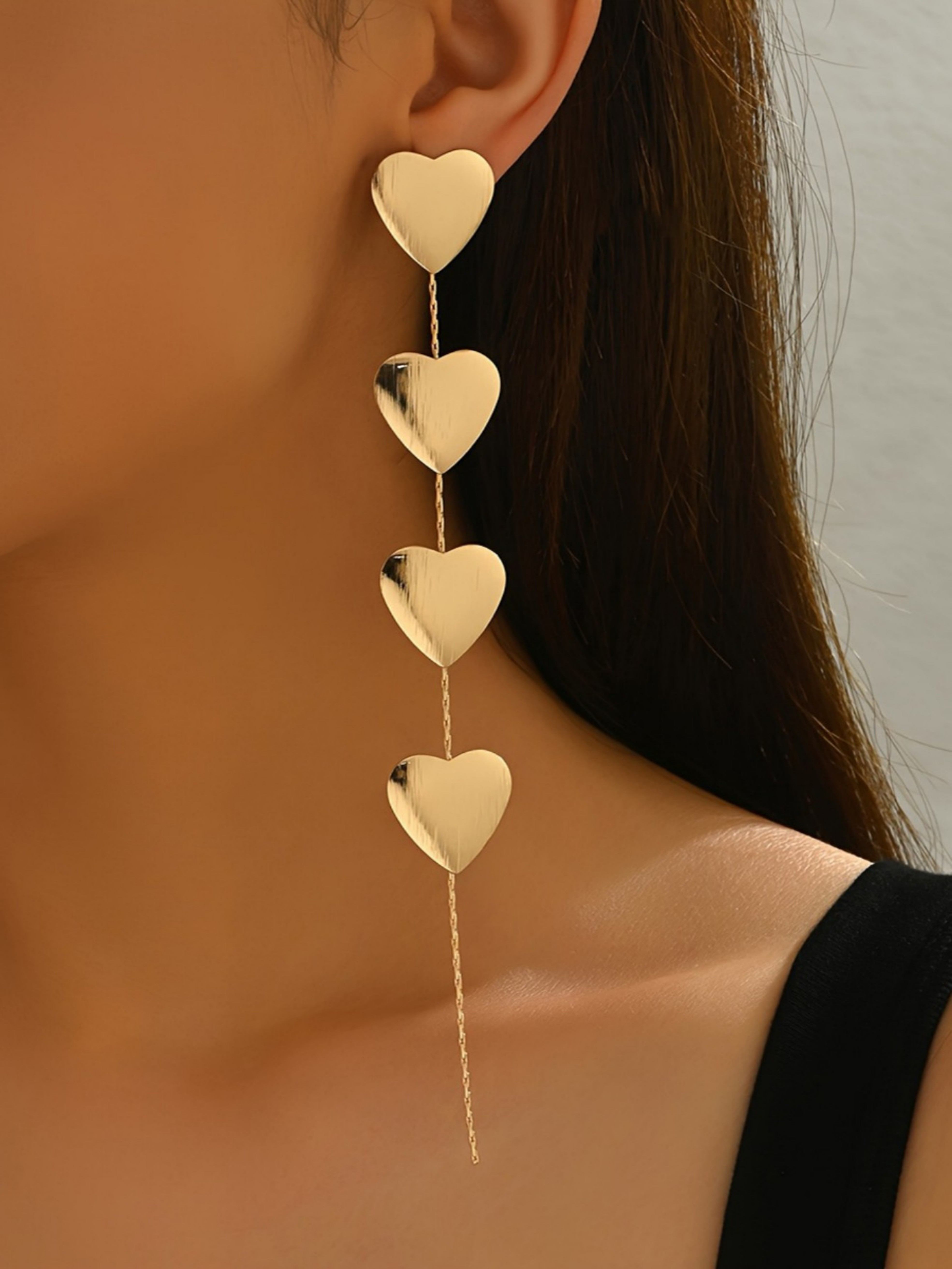 Gold Solid Dangle Earrings