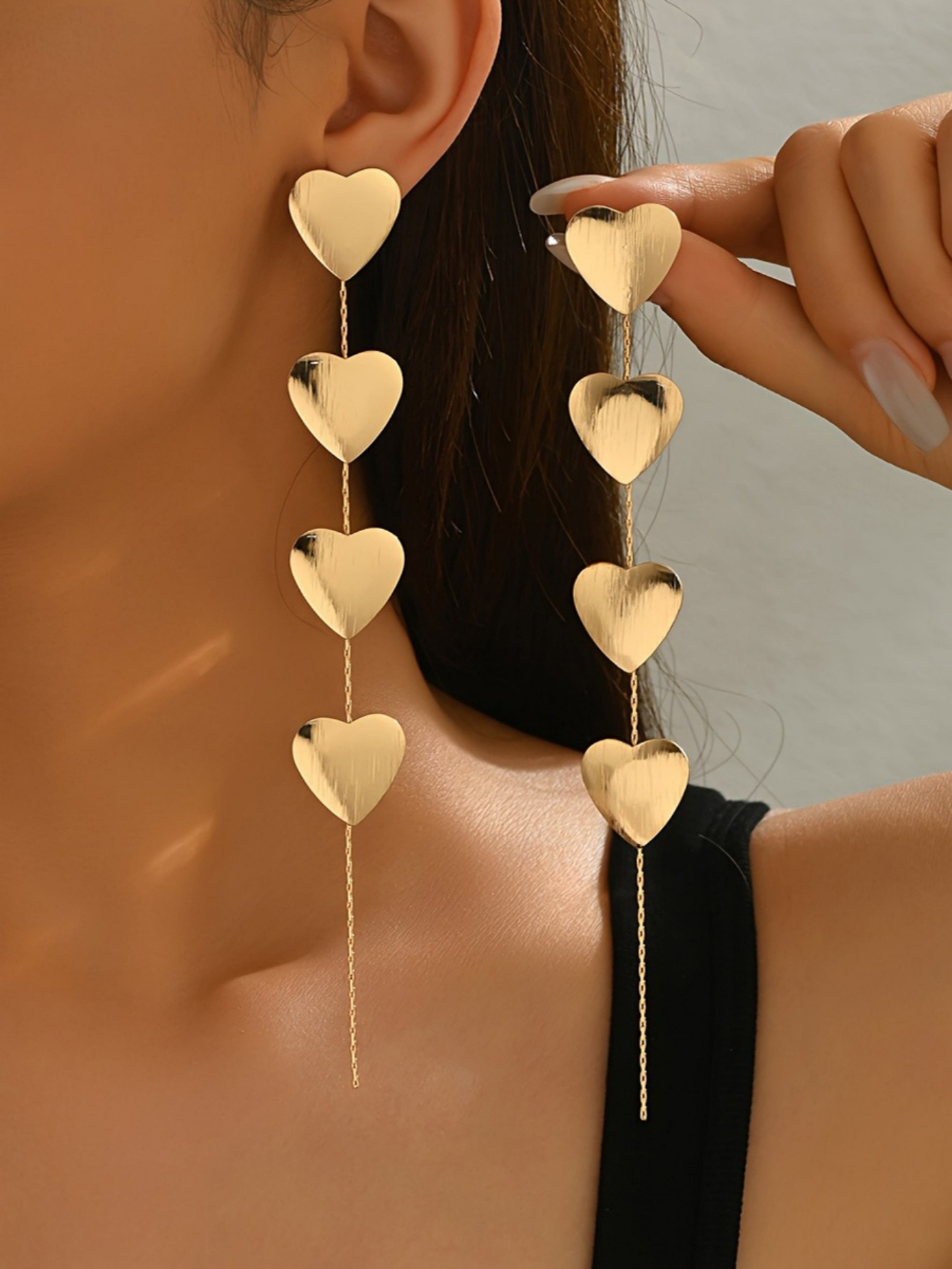 Gold Solid Dangle Earrings