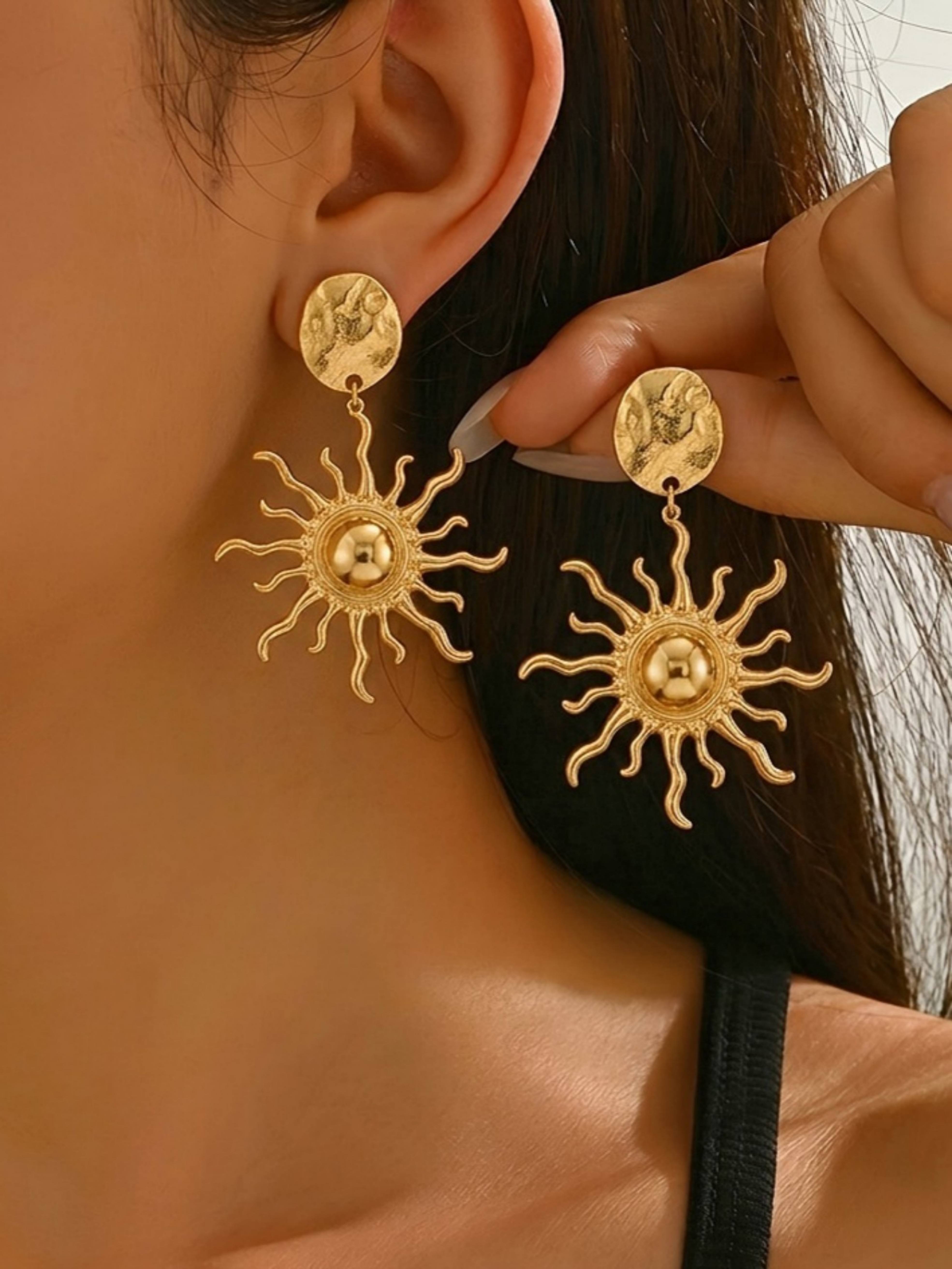 Gold Texture Dangle Earrings