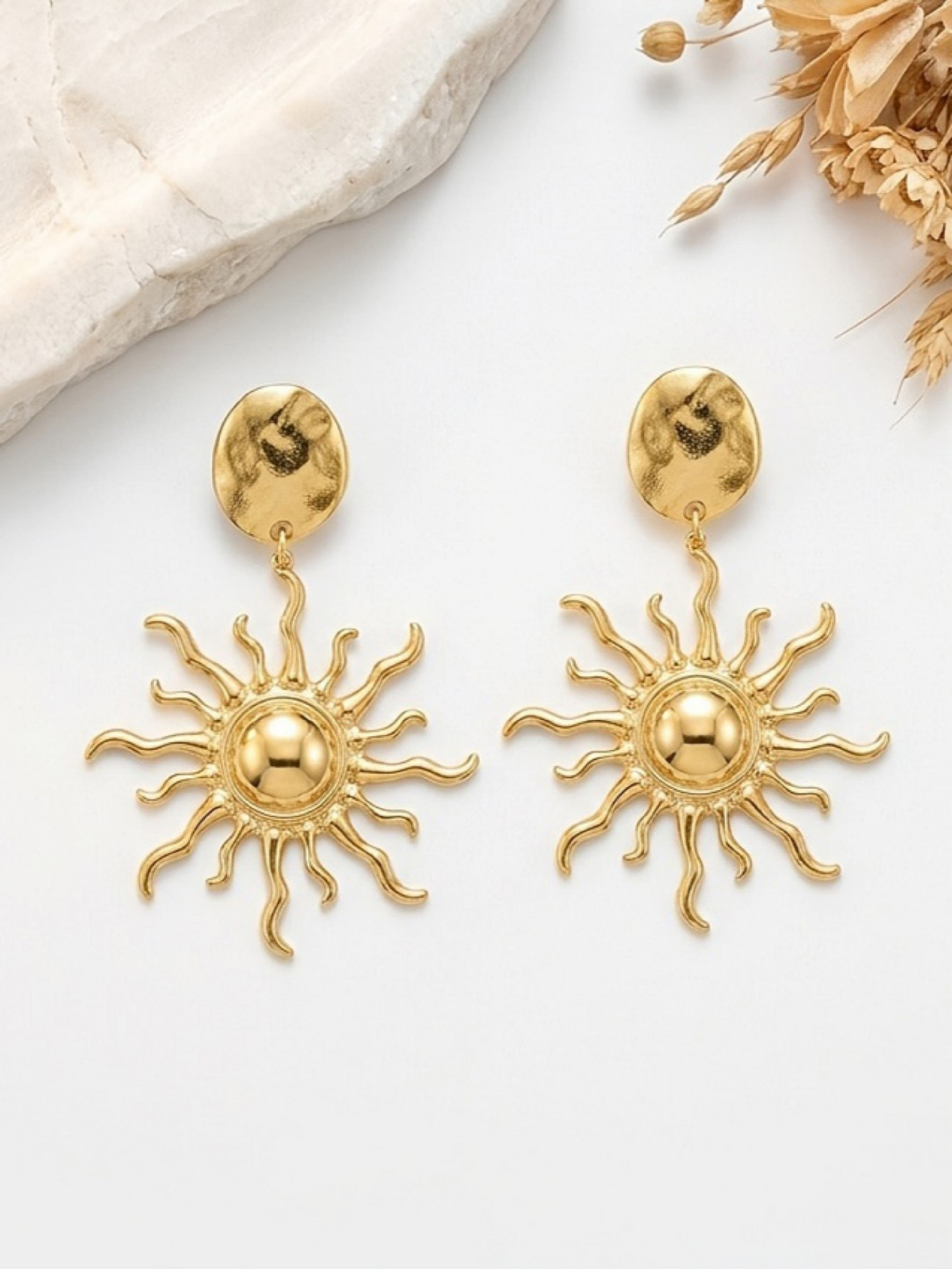 Gold Texture Dangle Earrings