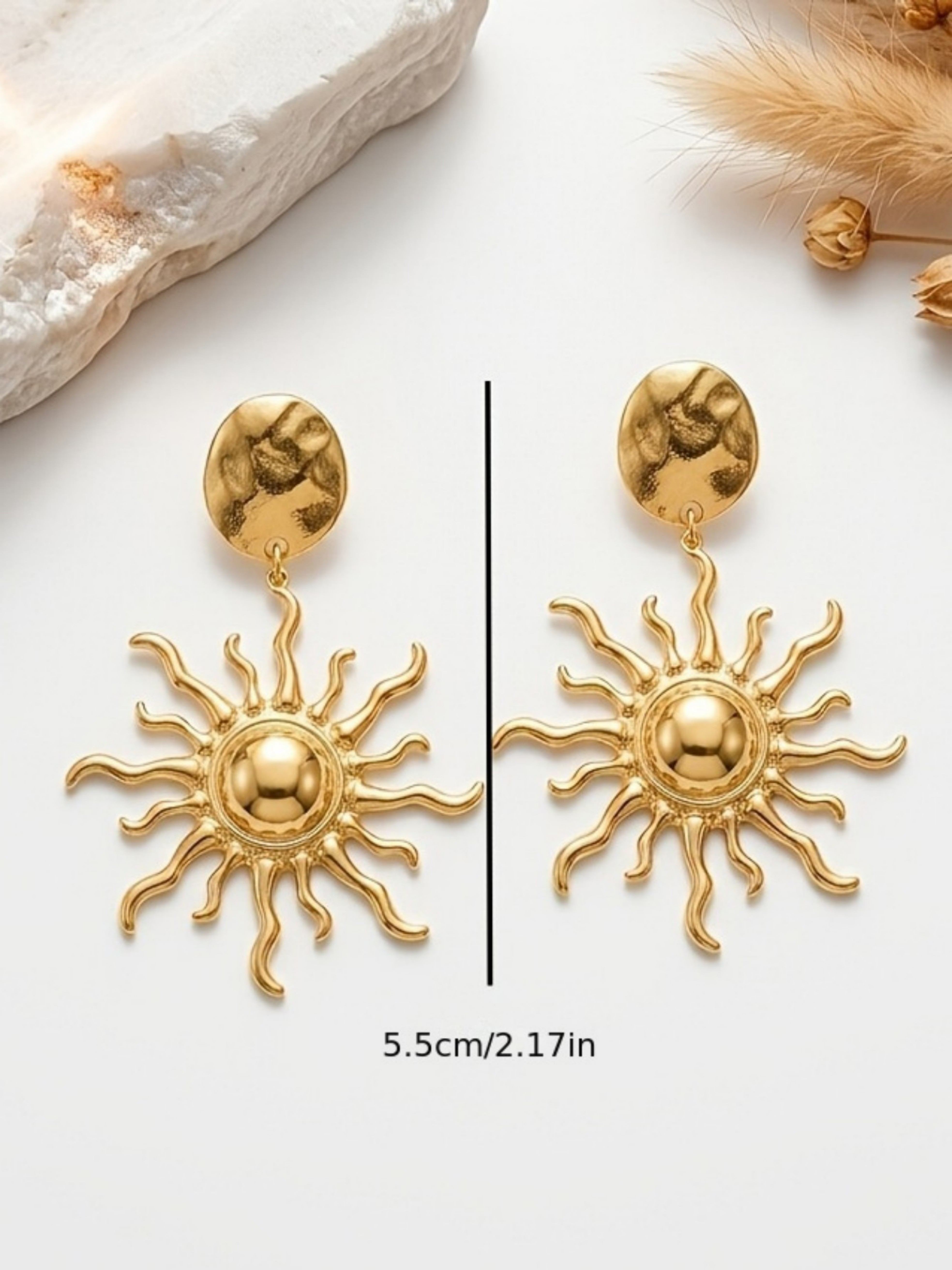 Gold Texture Dangle Earrings