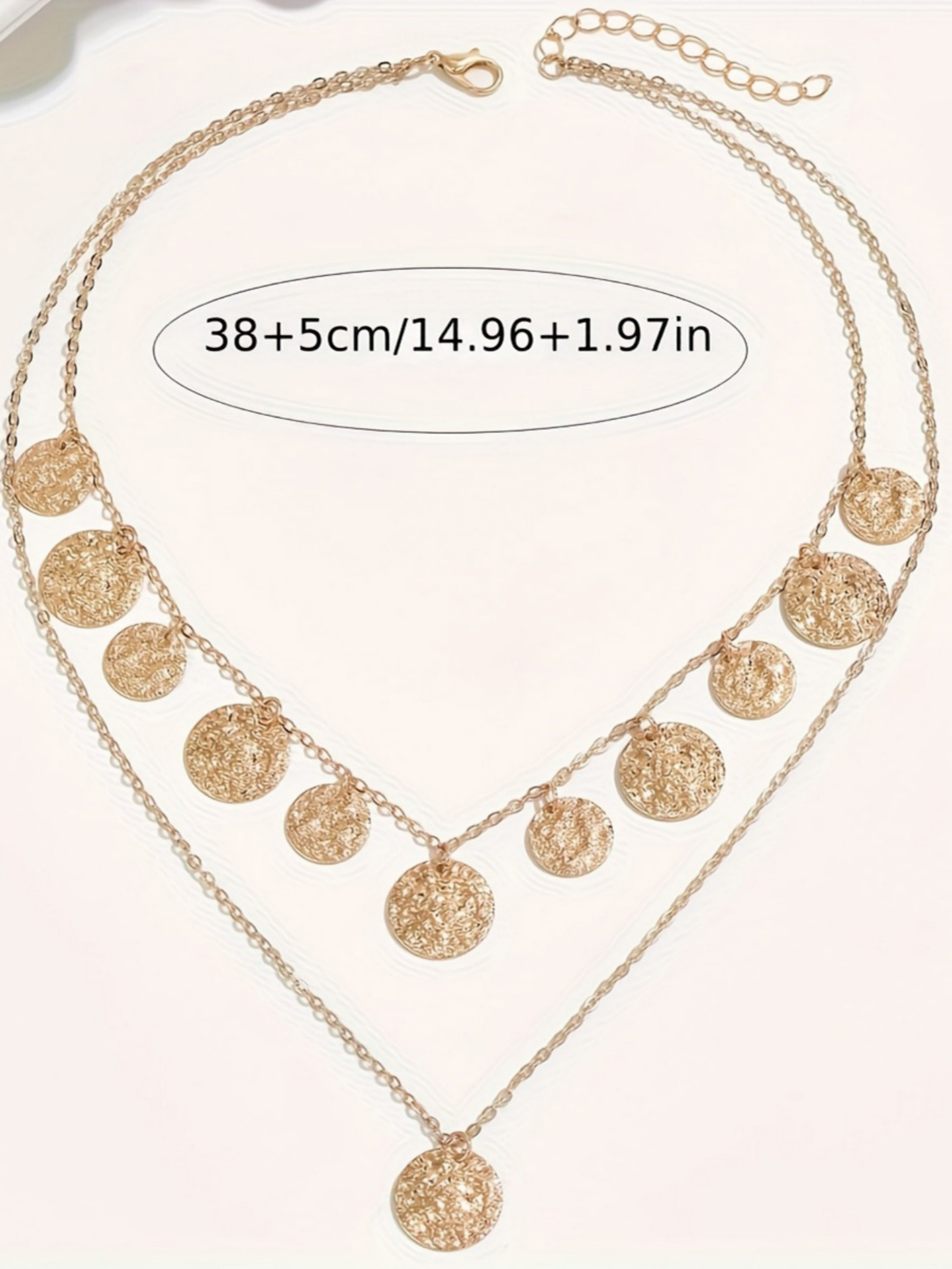 Vintage Double Layer Hammered Disc Necklace