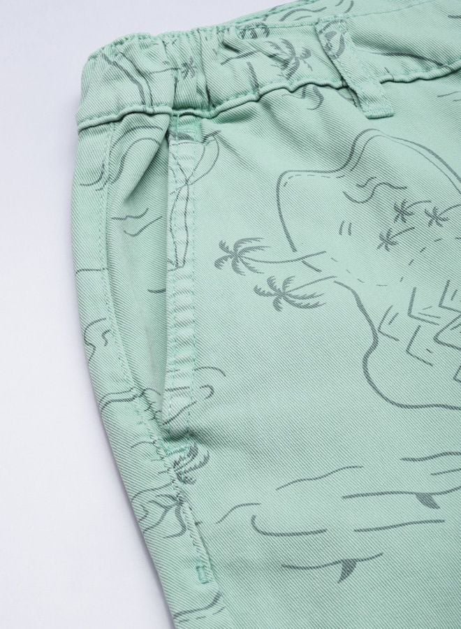 Men Slim Fit Printed Mid Rise Shorts