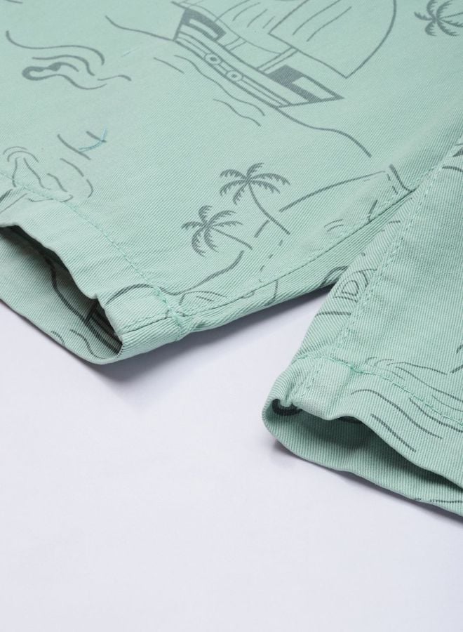 Men Slim Fit Printed Mid Rise Shorts