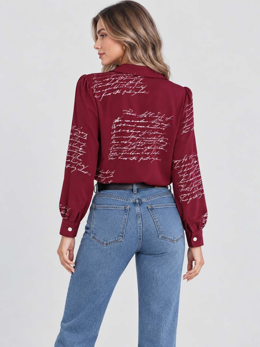Magenta Typography Print Long Sleeve Shirt