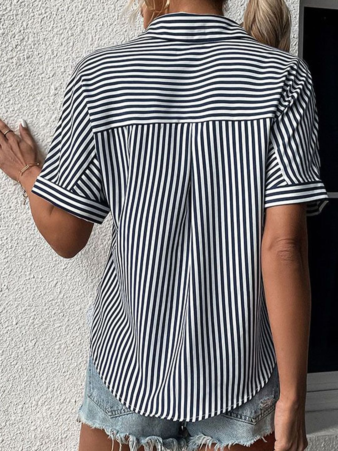 Black Striped Short Sleeve Shirt