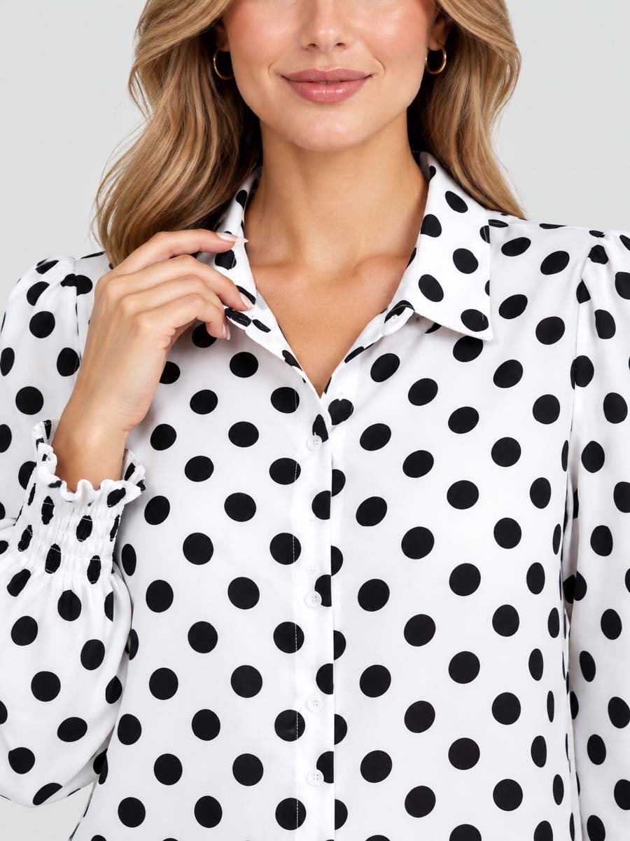 White Printed Polka Dot Regular Shirt