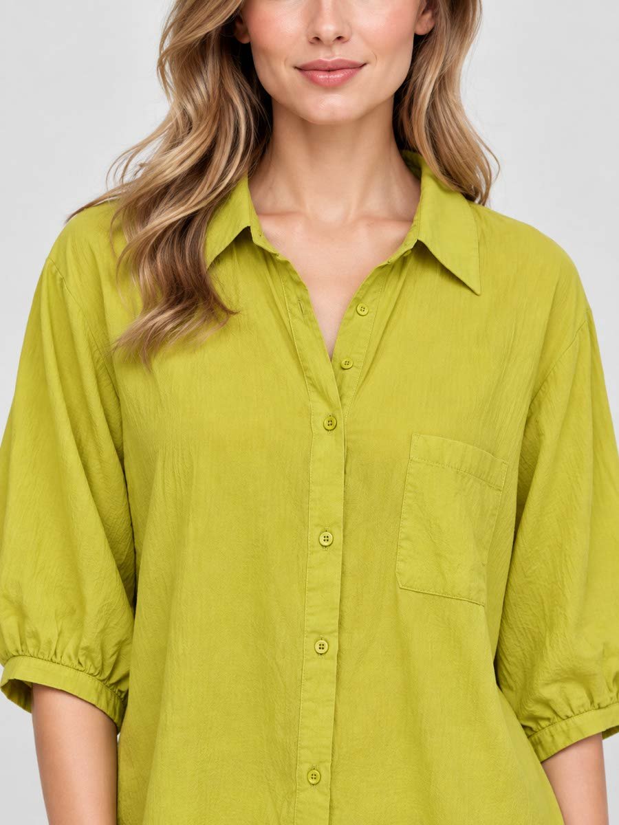 Green Cotton Solid Shirt