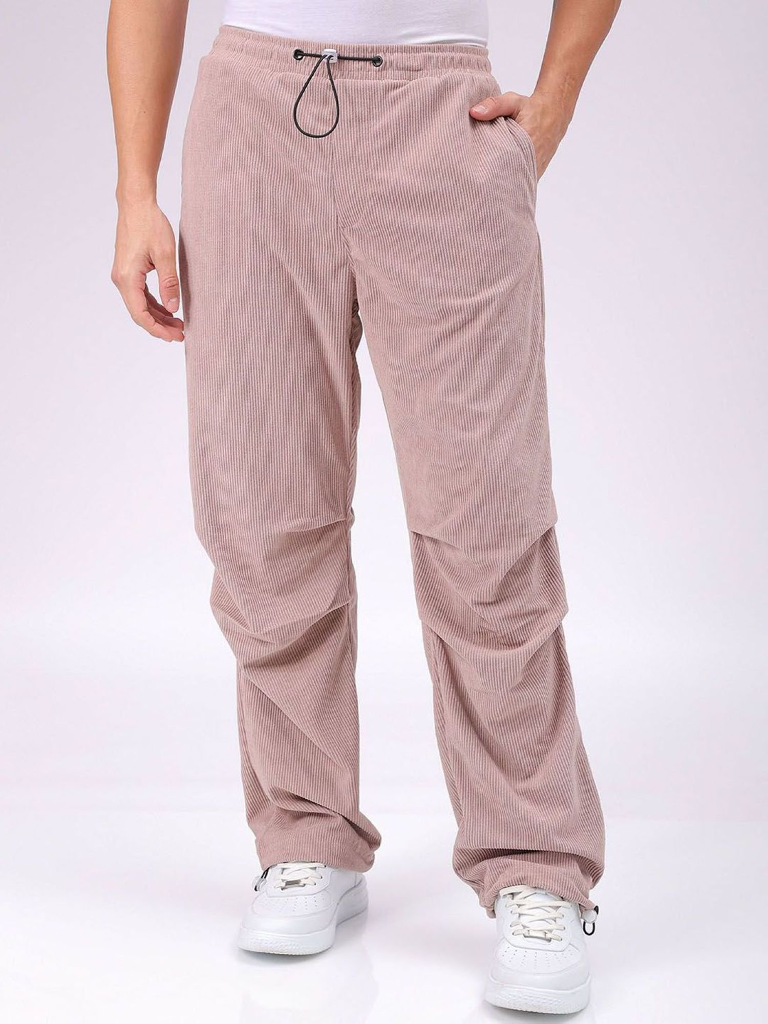 Men Baggy Tapered Fit Textured Mid-Rise Joggers