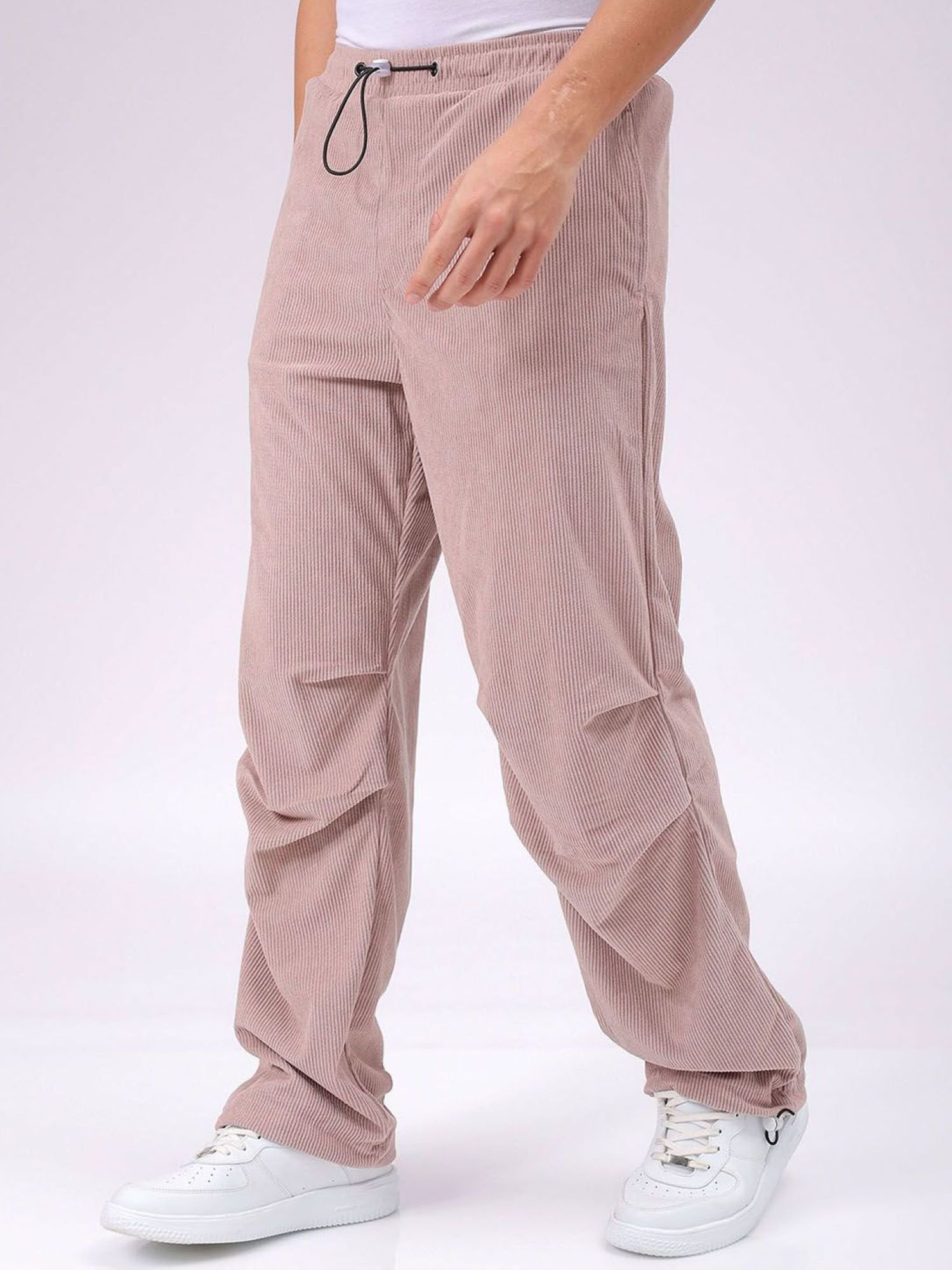 Men Baggy Tapered Fit Textured Mid-Rise Joggers
