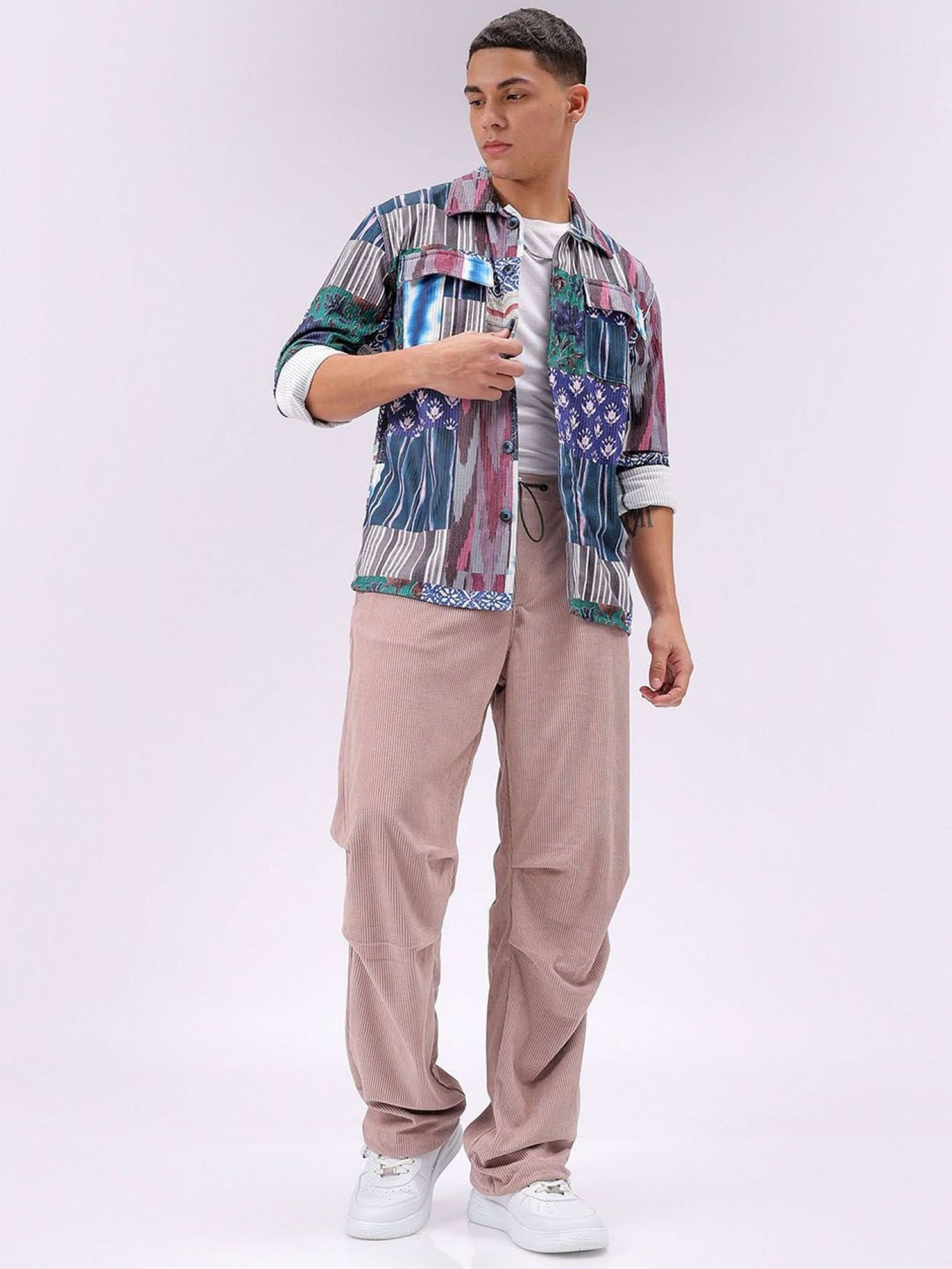 Men Baggy Tapered Fit Textured Mid-Rise Joggers
