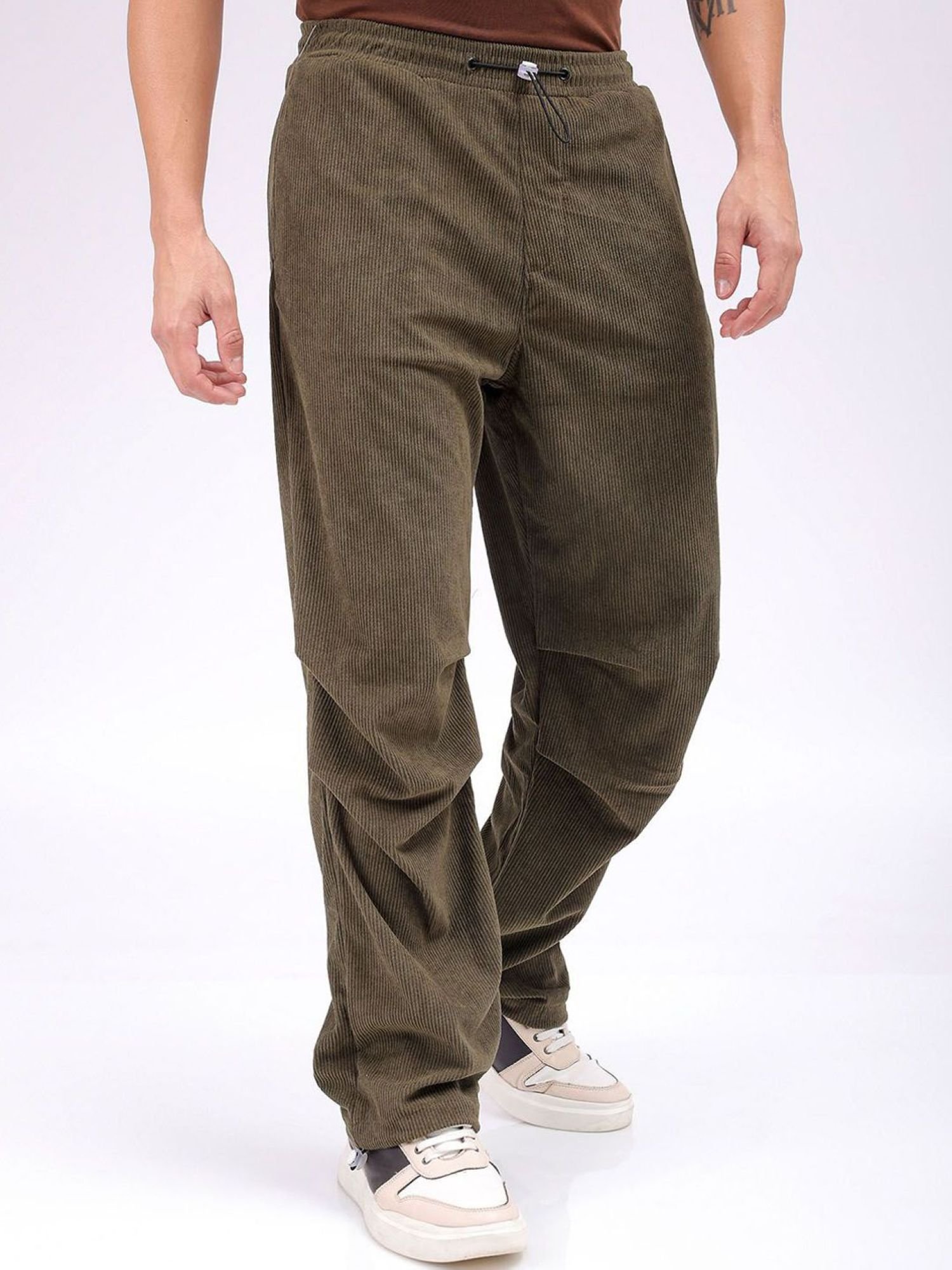 Men Baggy Tapered Fit Textured Mid-Rise Joggers