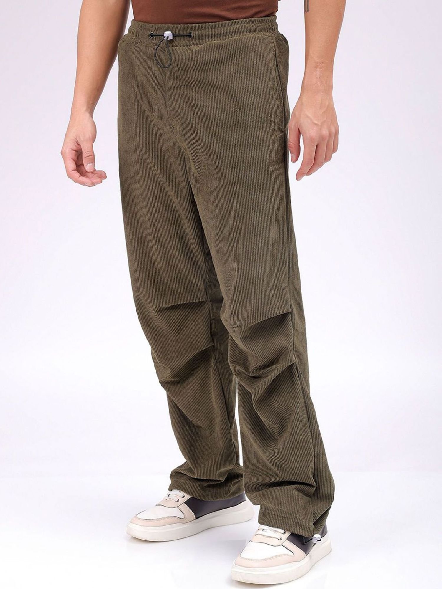 Men Baggy Tapered Fit Textured Mid-Rise Joggers
