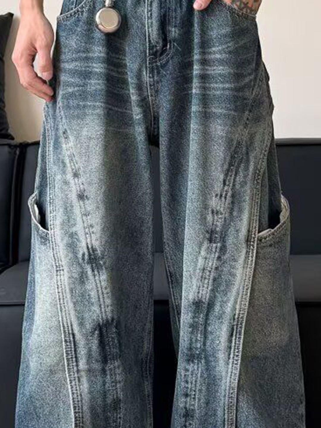 Men Baggy Mid-Rise Jeans