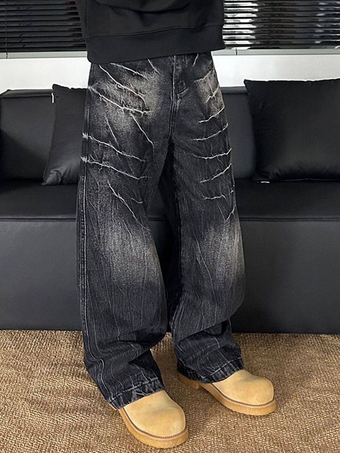 Men Baggy Faded Jeans