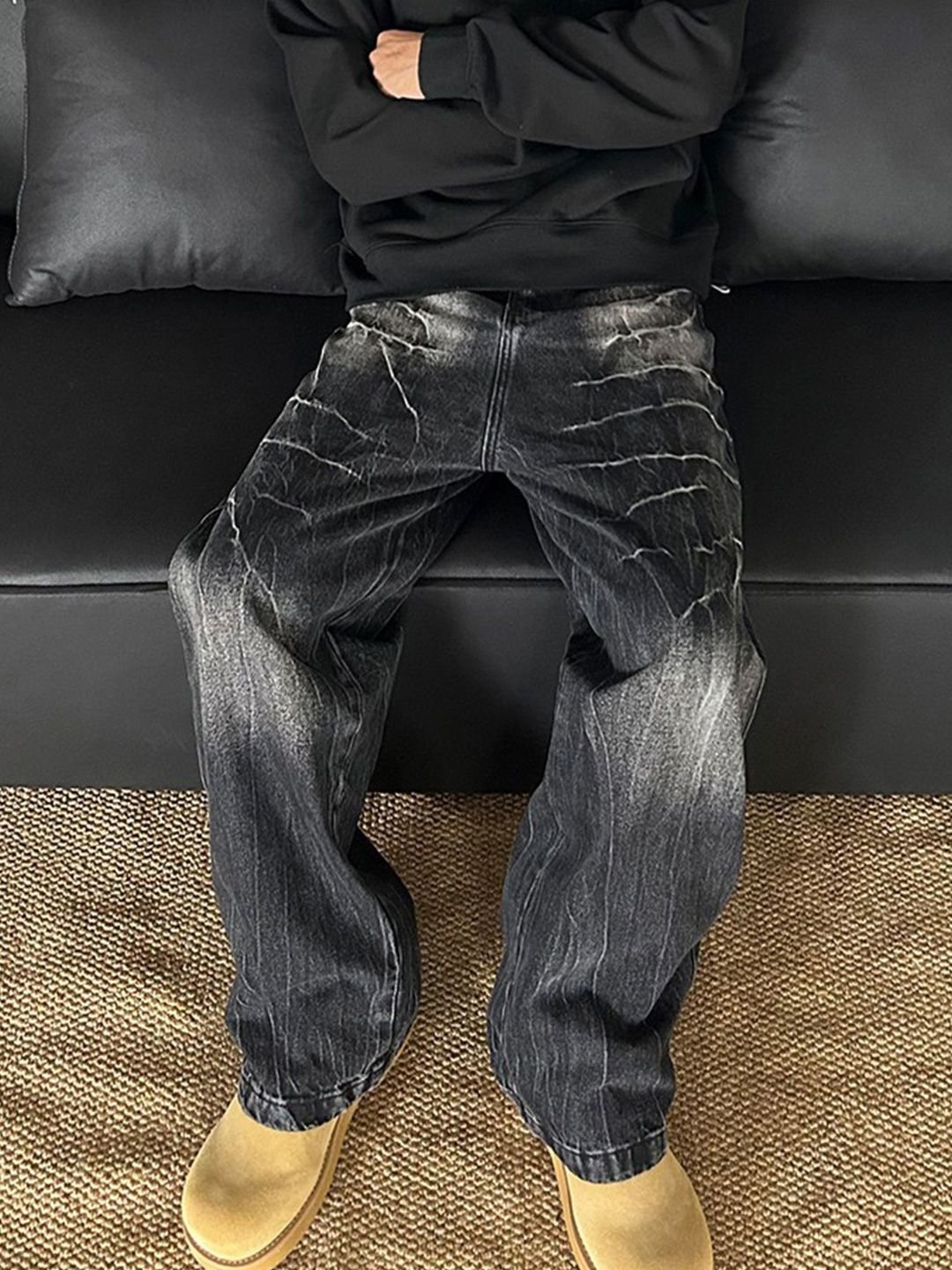 Men Baggy Faded Jeans