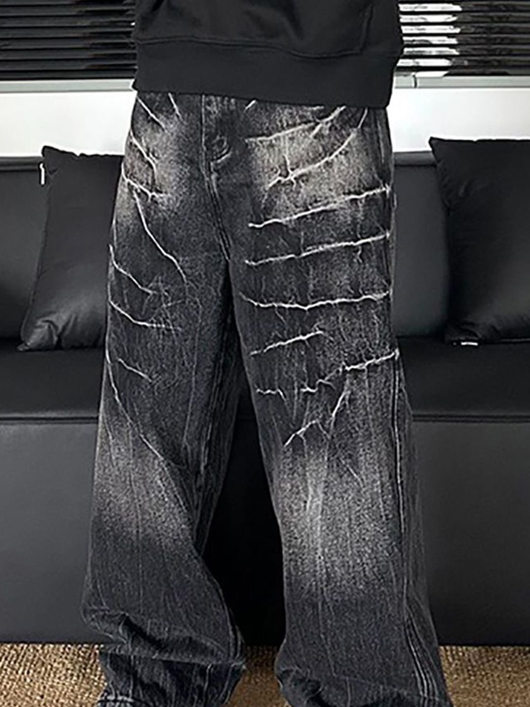 Men Baggy Faded Jeans
