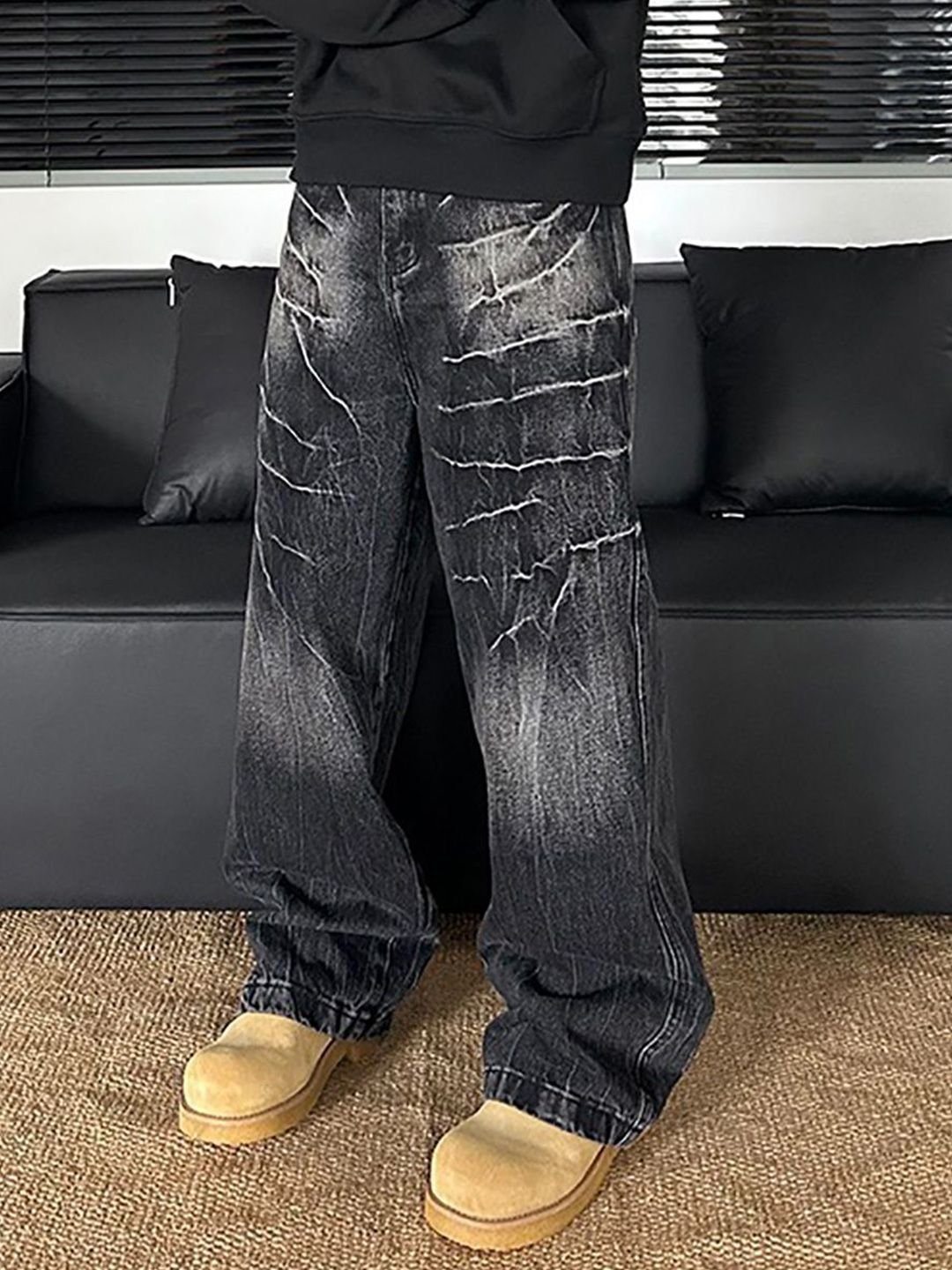 Men Baggy Faded Jeans