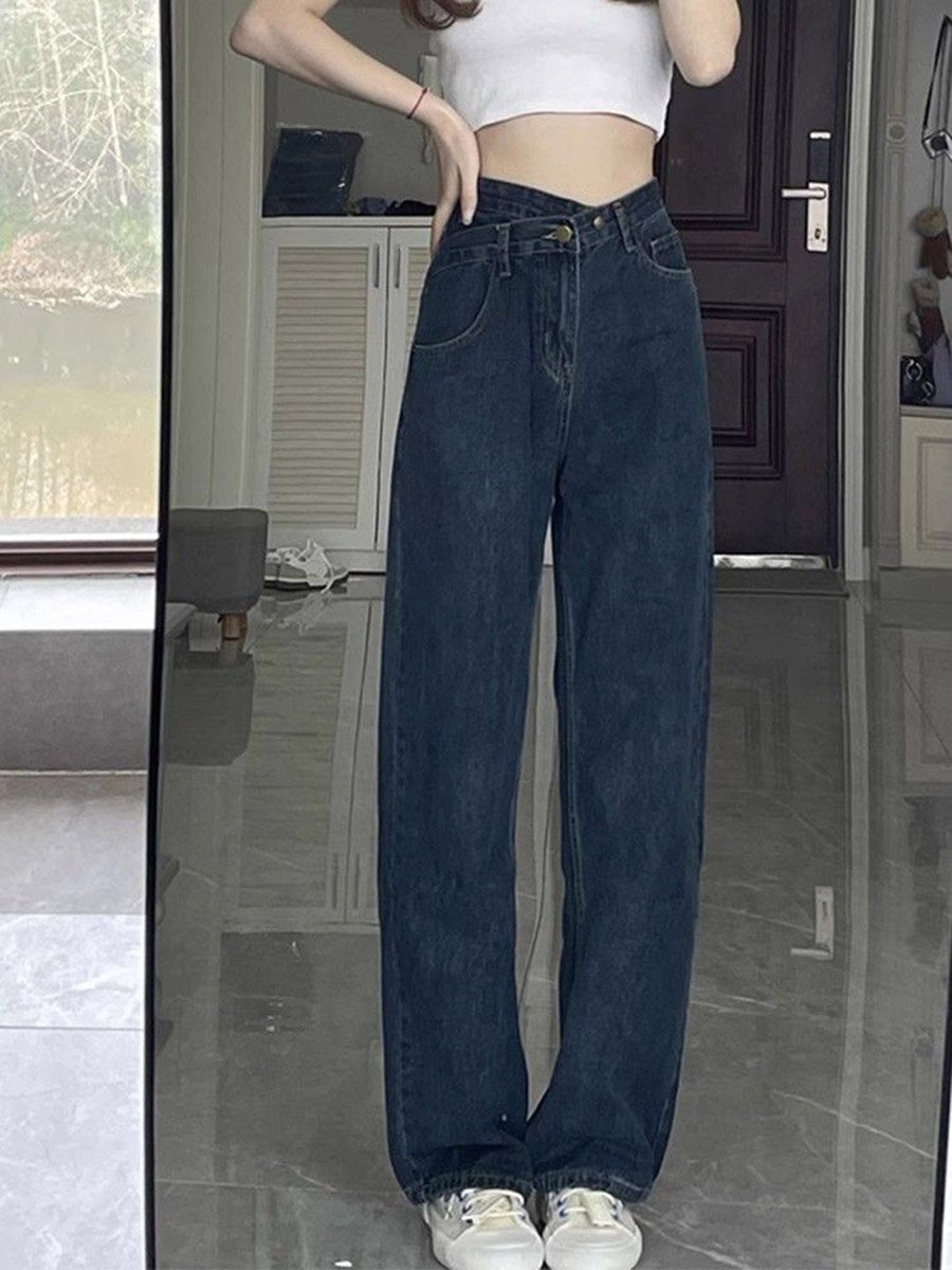 Blue Cotton Slim Fit High-Rise Denim Jeans
