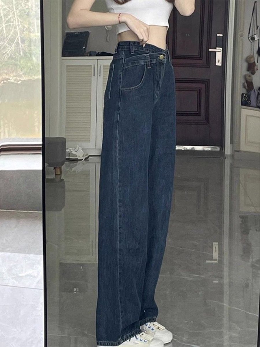 Blue Cotton Slim Fit High-Rise Denim Jeans