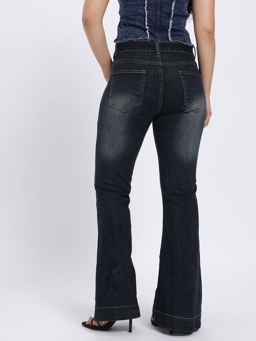 Blue Flared Mid Rise Jeans