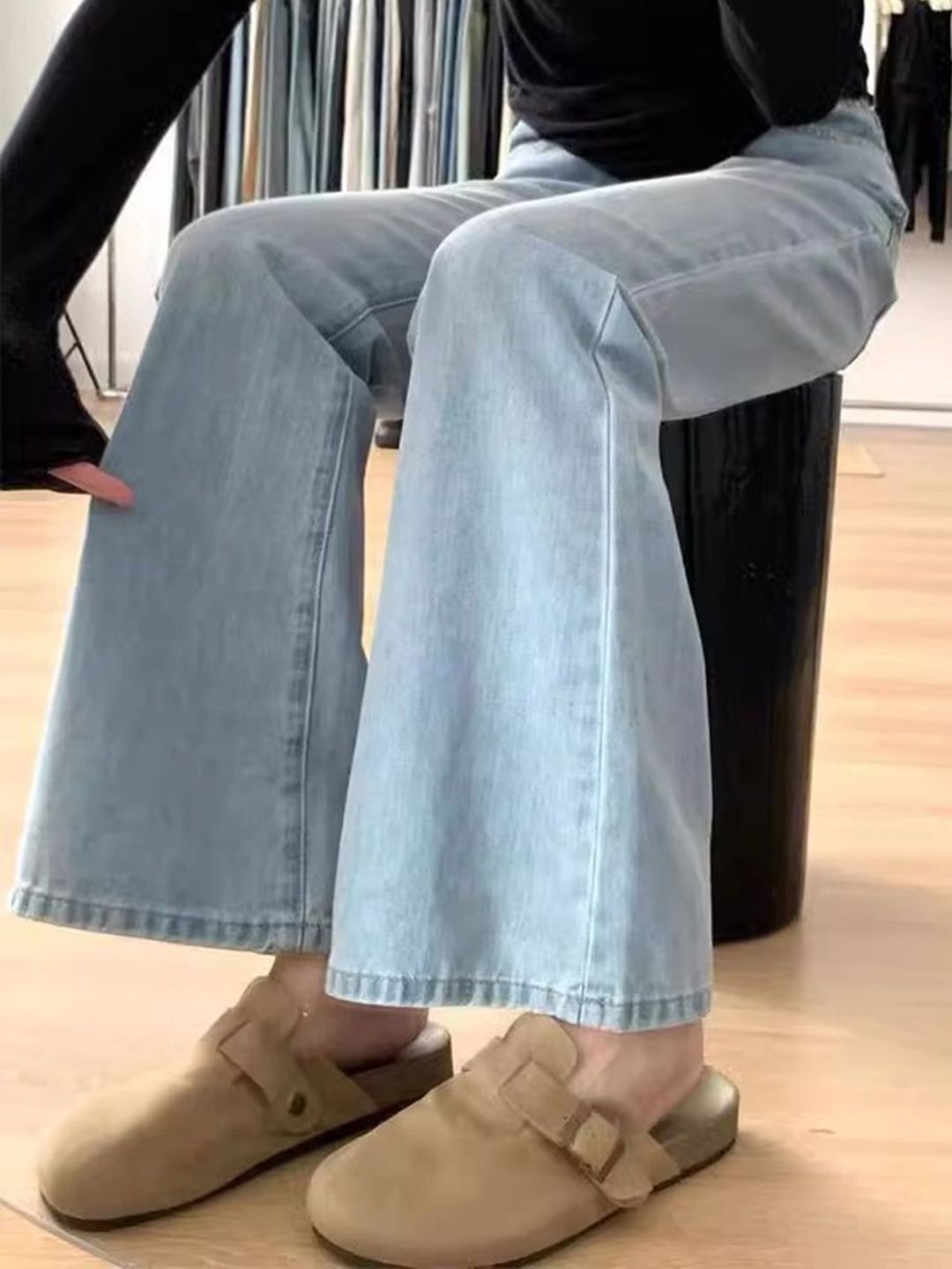 Blue Flared High-Rise Jeans