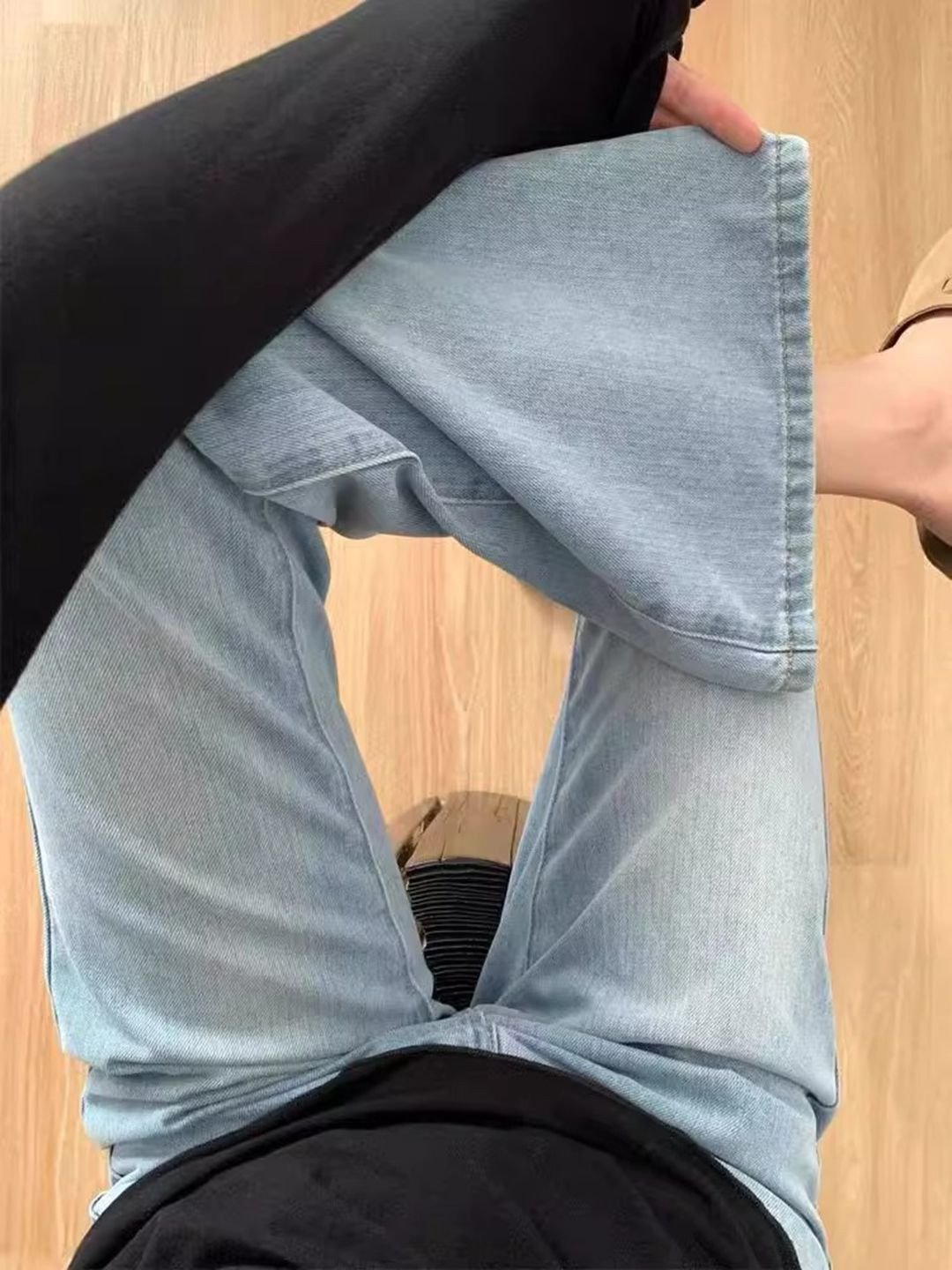 Blue Flared High-Rise Jeans