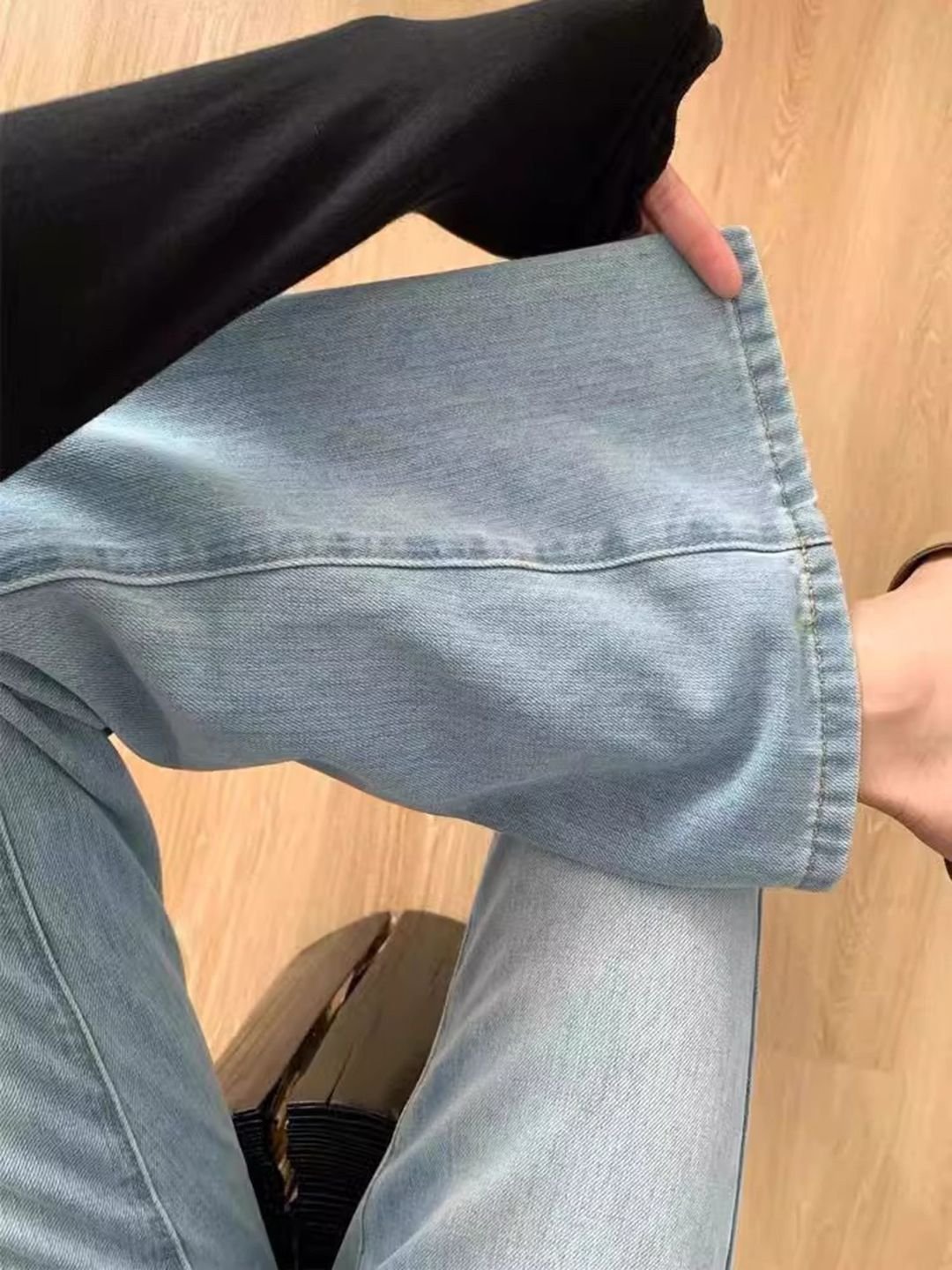 Blue Flared High-Rise Jeans