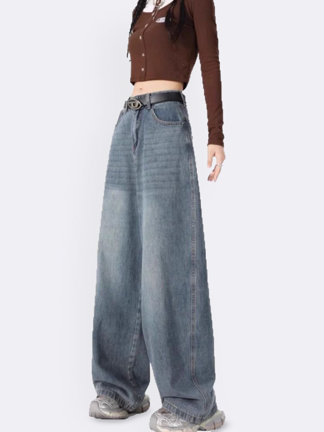 Blue High-Rise Wide Leg Jeans