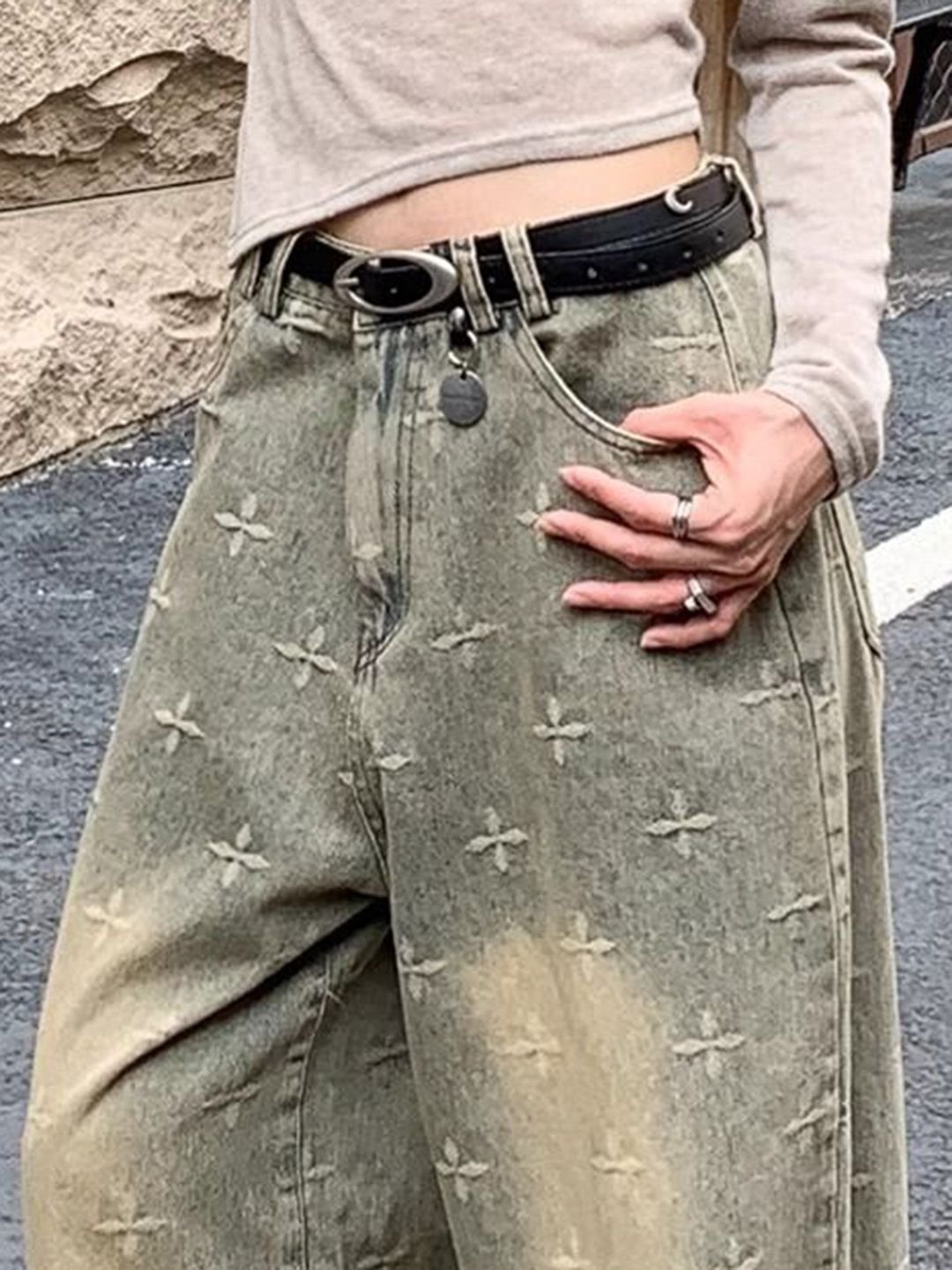Blue Wide Leg High-Rise Jeans