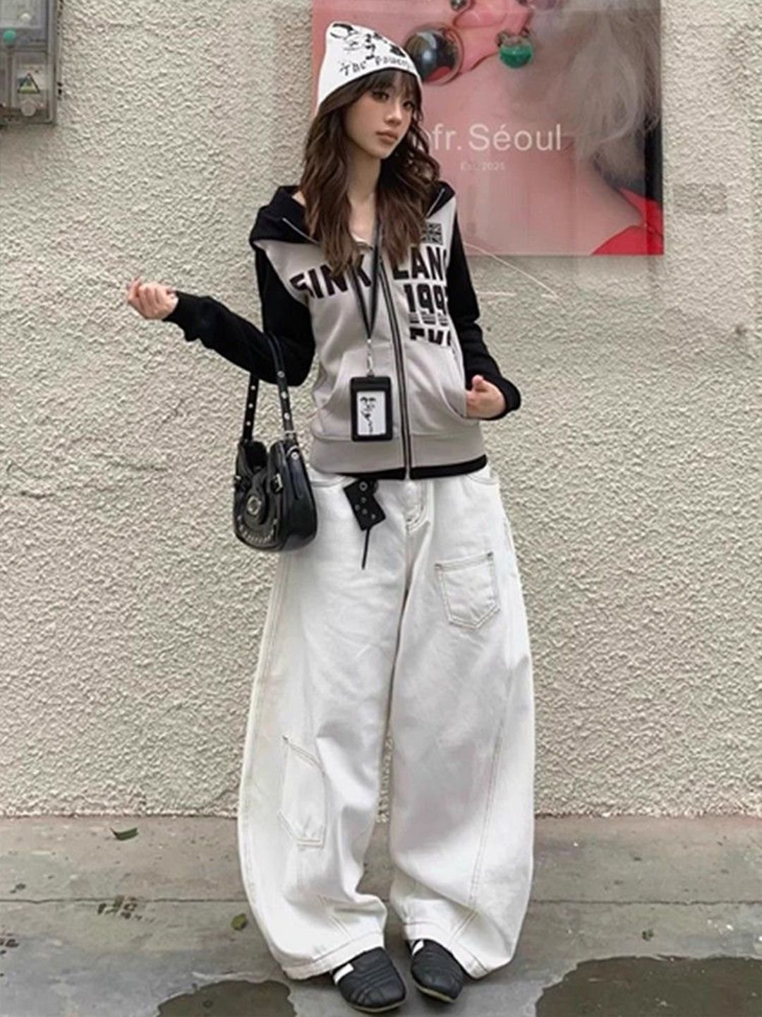 White Baggy High-Rise Jeans