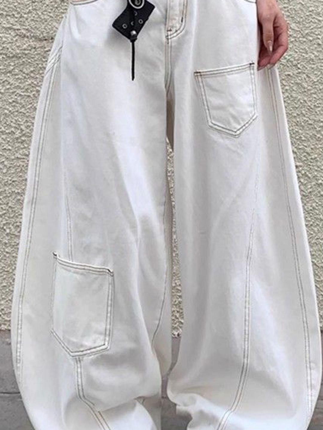 White Baggy High-Rise Jeans
