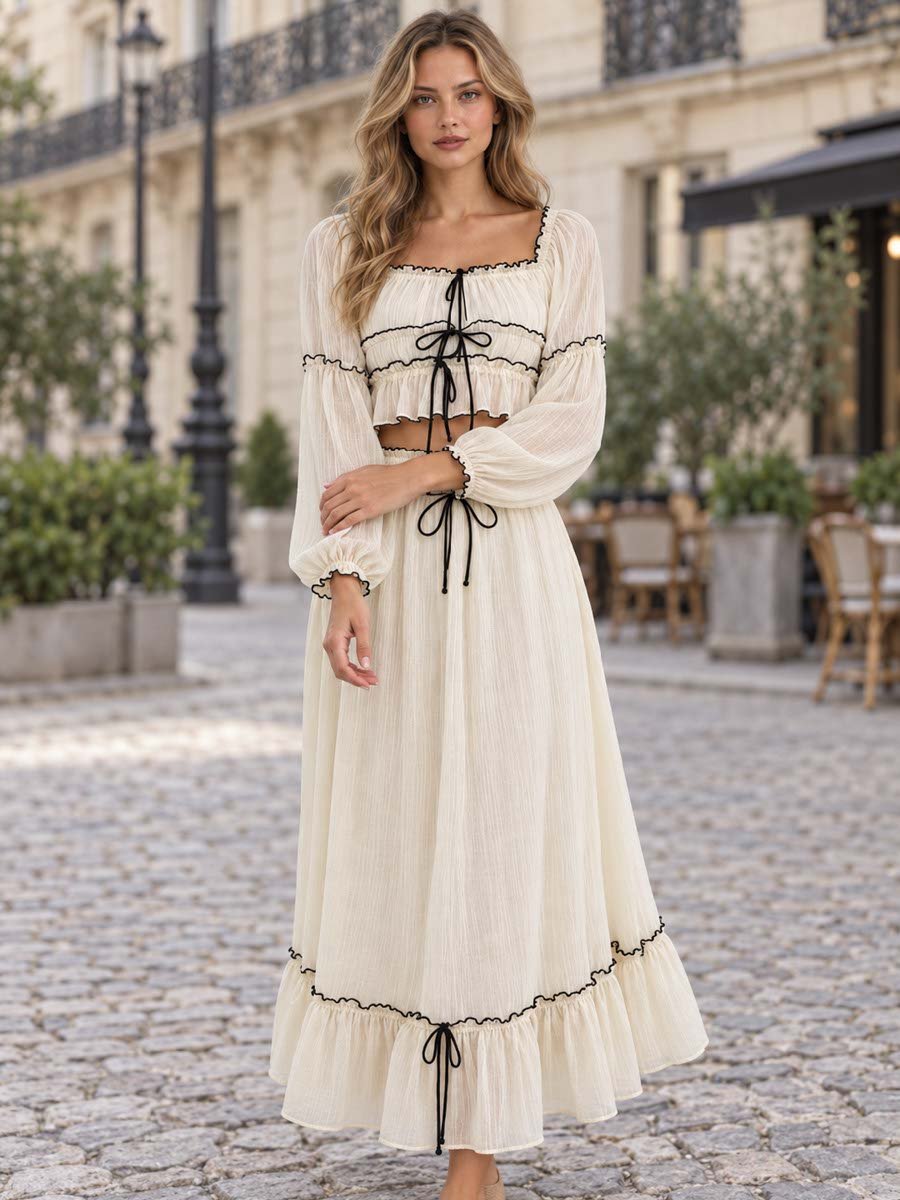 White Off Shoulder Top and Maxi Skirt Co-ord Set