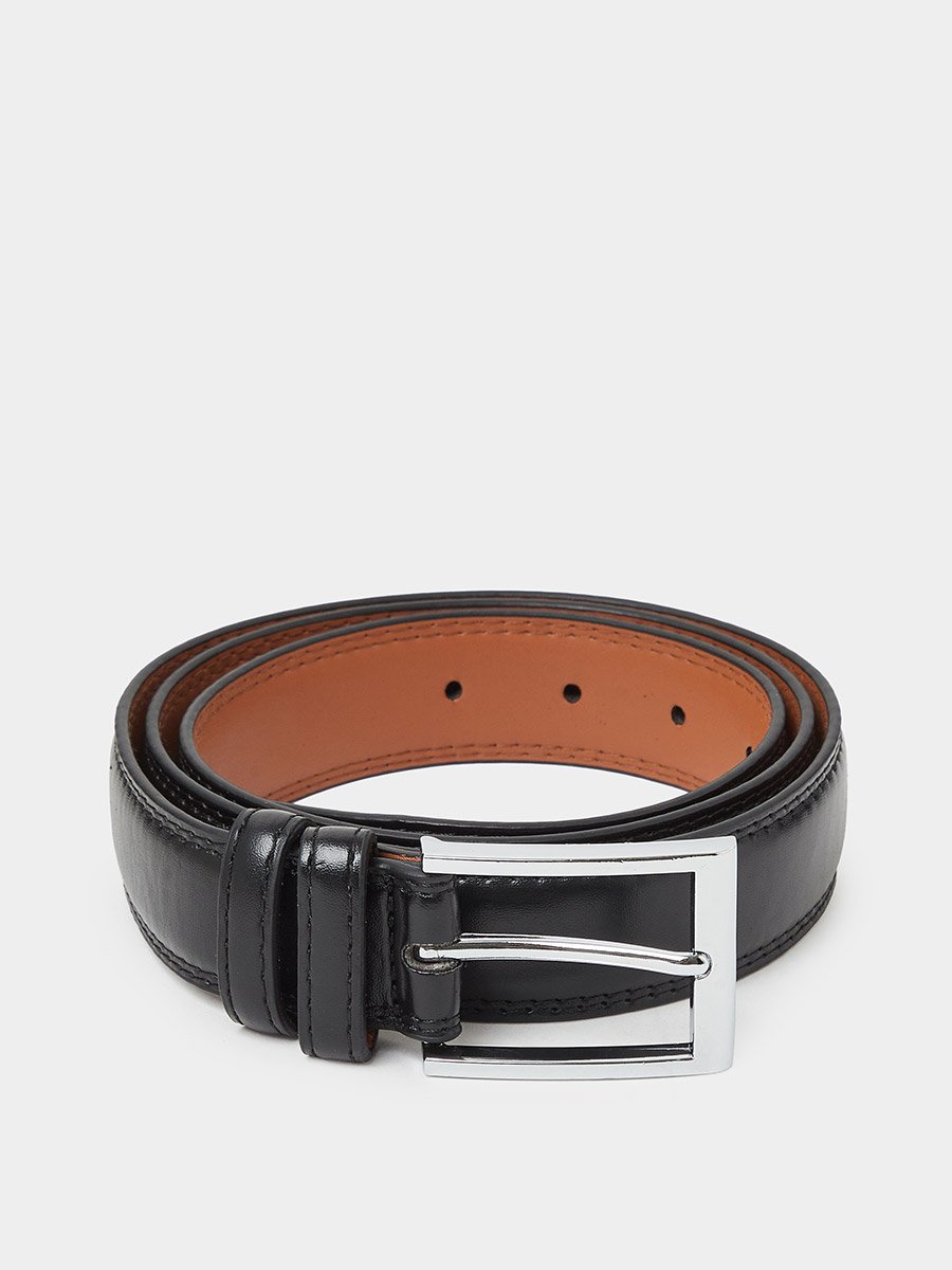 Black Solid Belt with Buckle