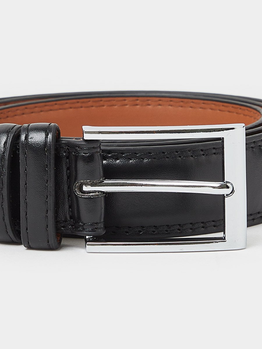 Black Solid Belt with Buckle