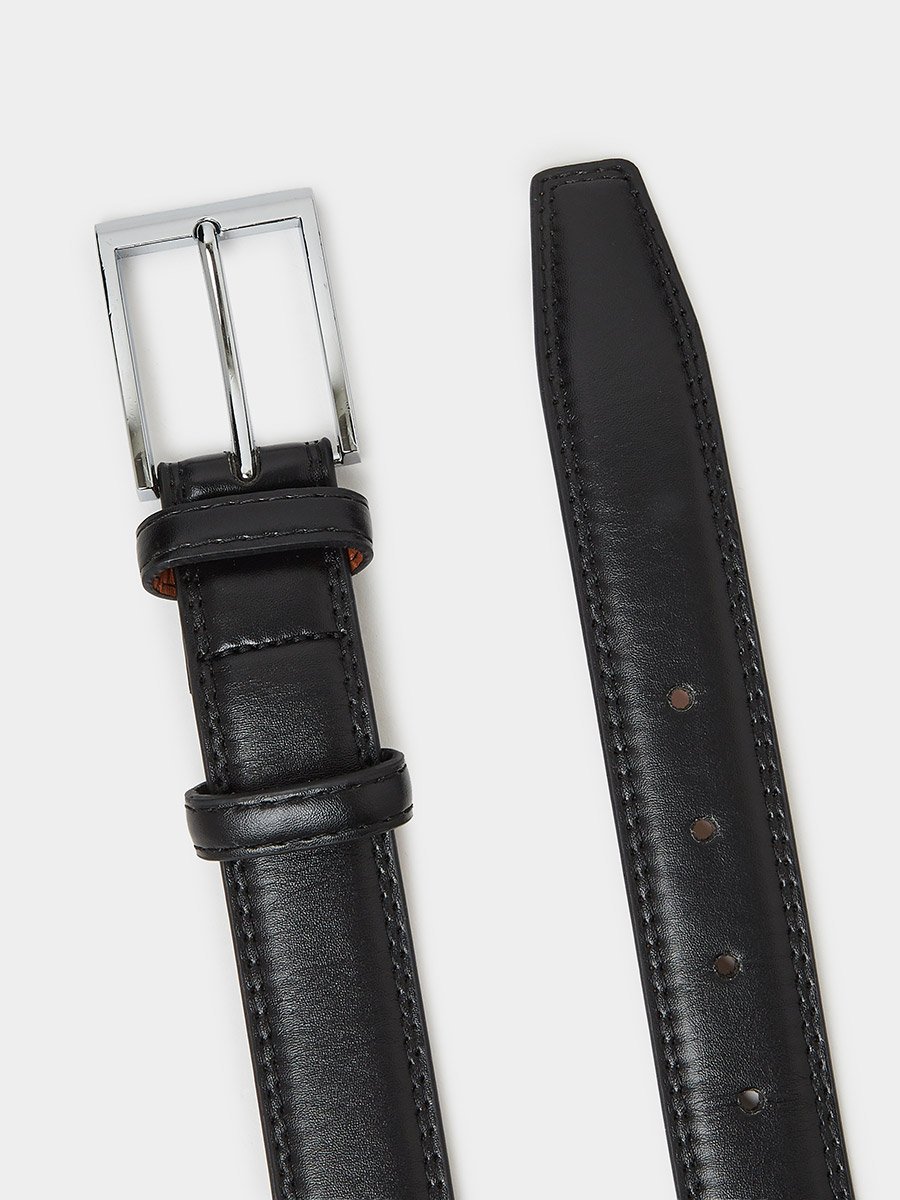 Black Solid Belt with Buckle