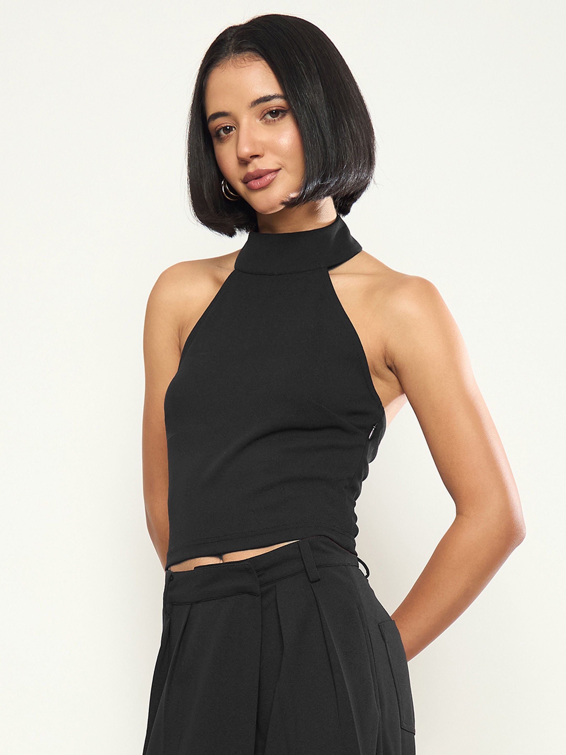Black Halter Neck Top