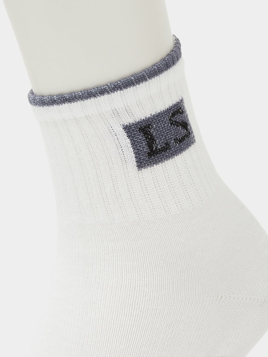 Pack of 5 - White Embroidered Detail Ribbed Cuff Crew Socks