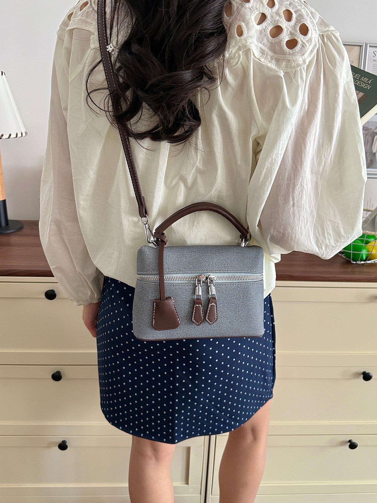 Solid Crossbody Bag with Zip Puller