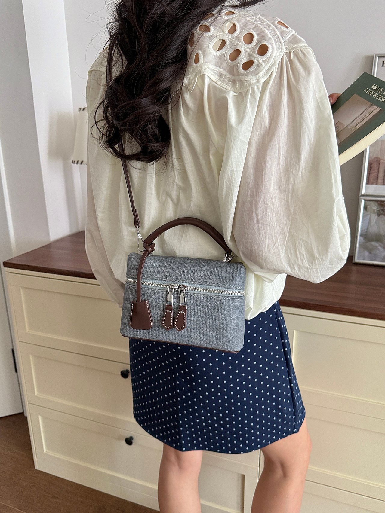 Solid Crossbody Bag with Zip Puller