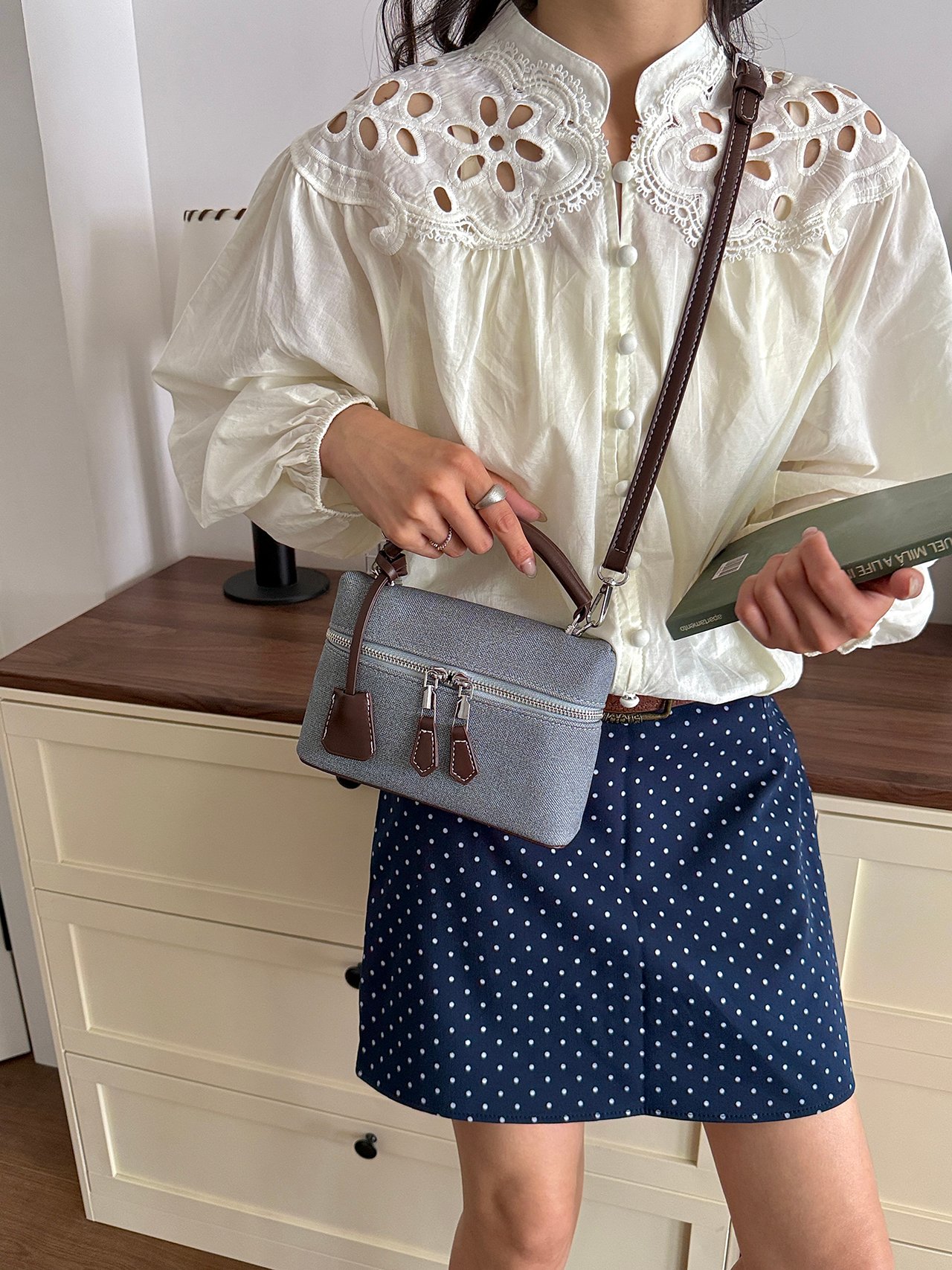 Solid Crossbody Bag with Zip Puller