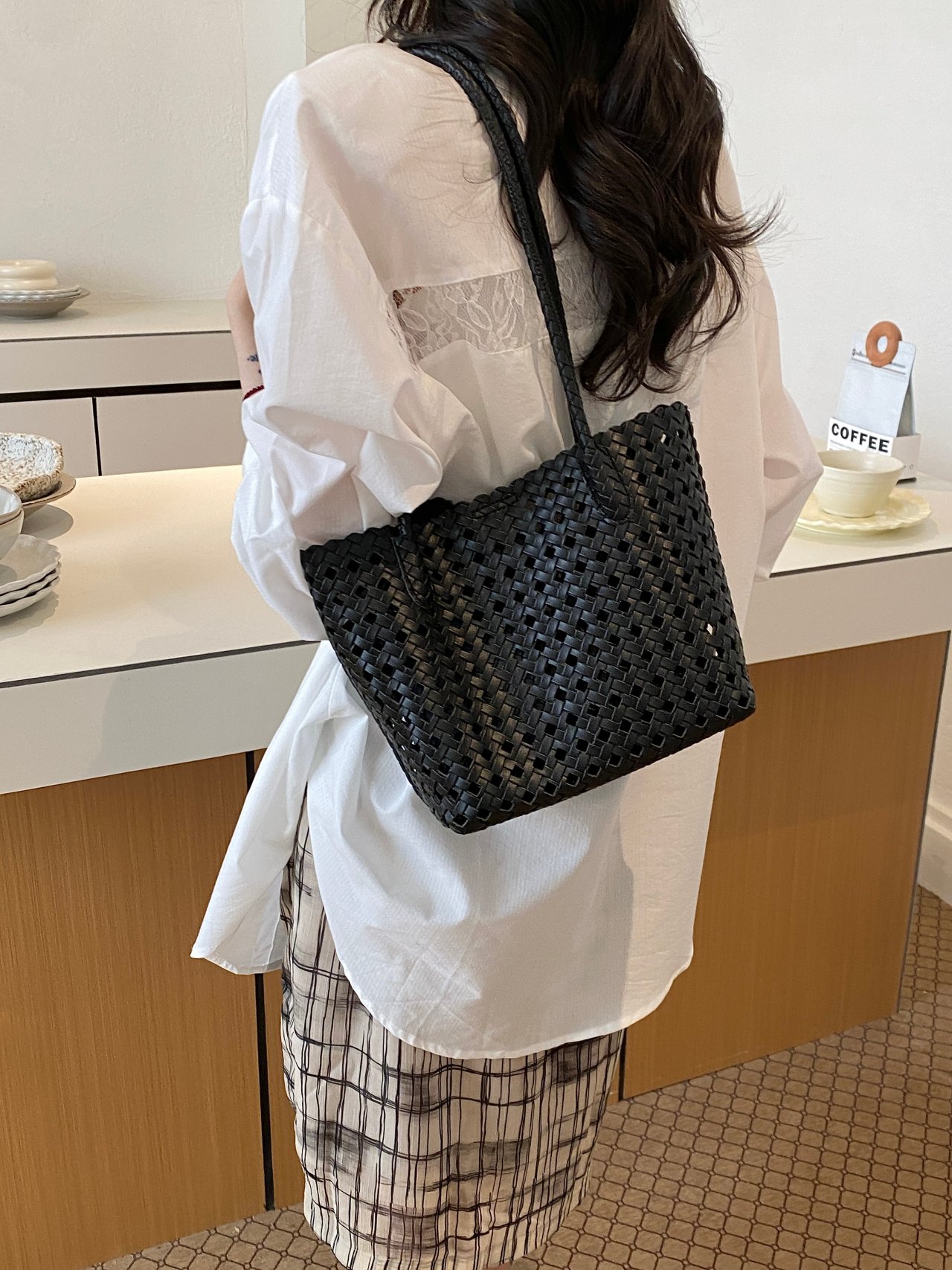 Woven Textured Shoulder Bag