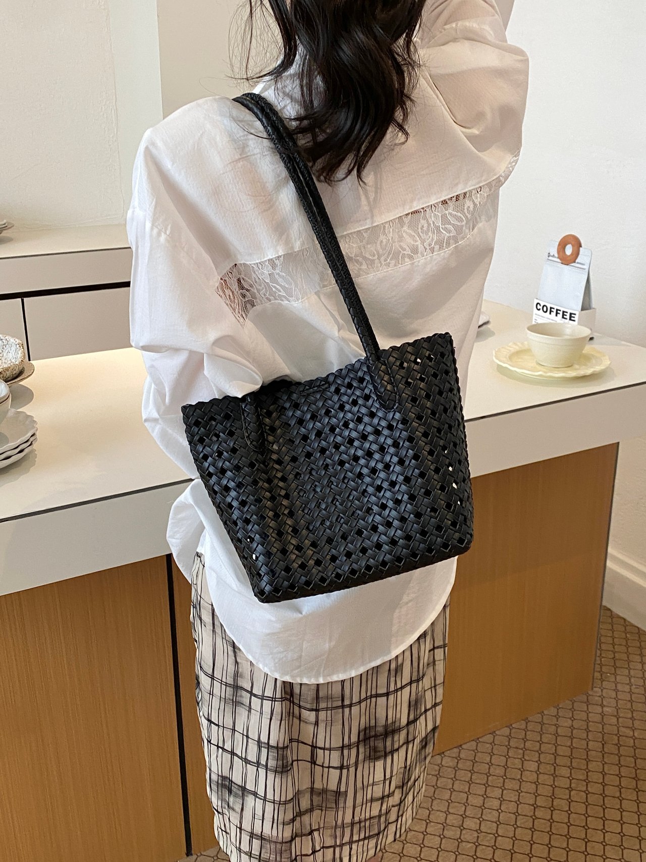 Woven Textured Shoulder Bag