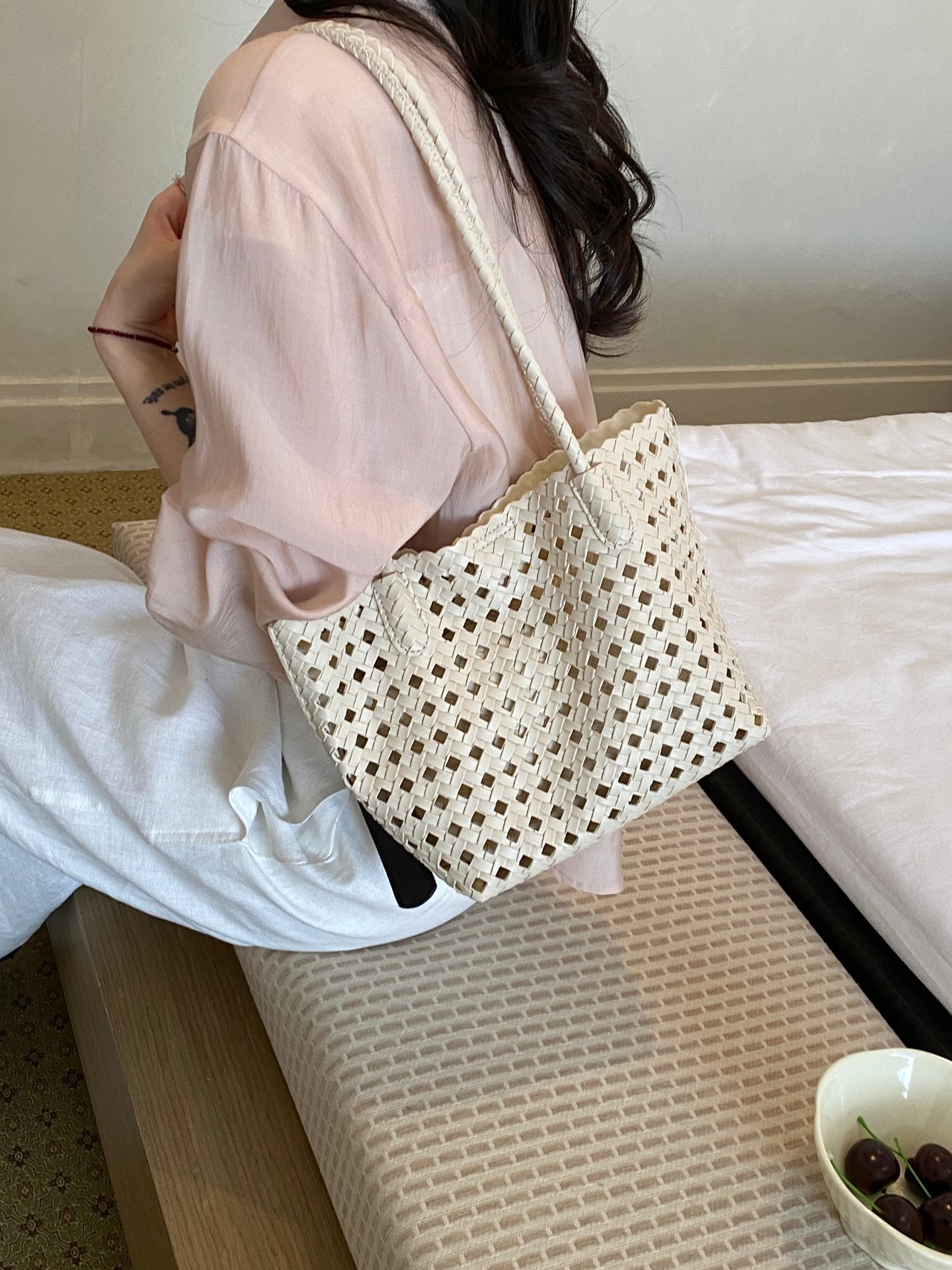 Woven Textured Shoulder Bag